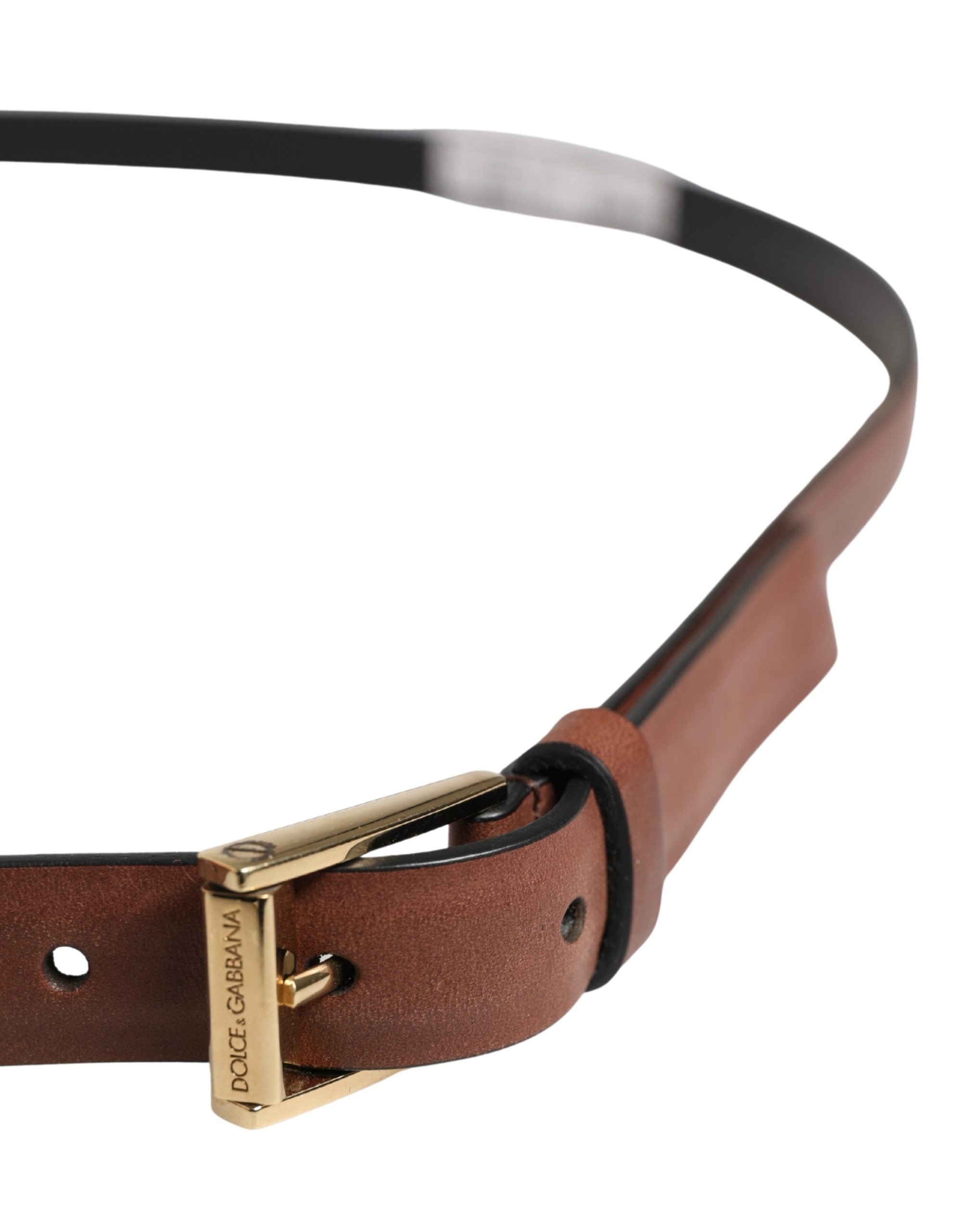 Dolce & Gabbana Herren-Gürtel aus braunem Leder mit klassischer Metallschnalle-4