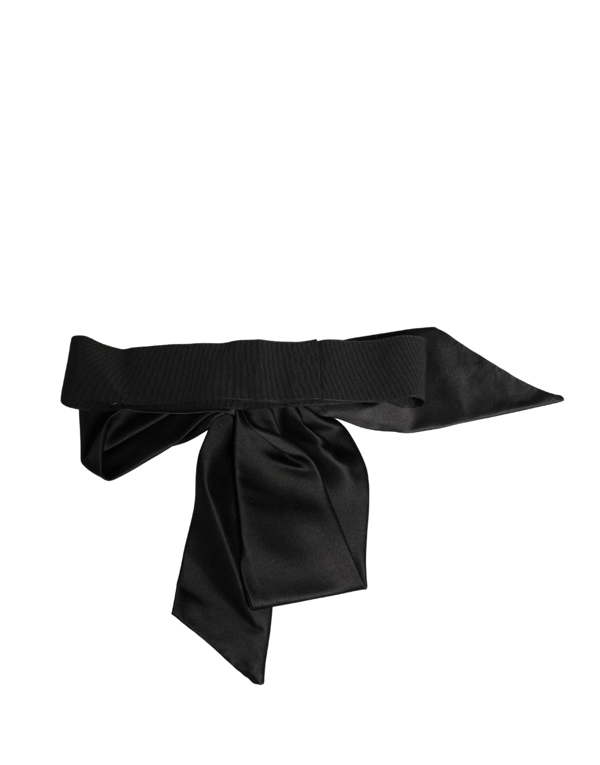 Dolce & Gabbana Black Wide Silk Satin Women's Belt-2