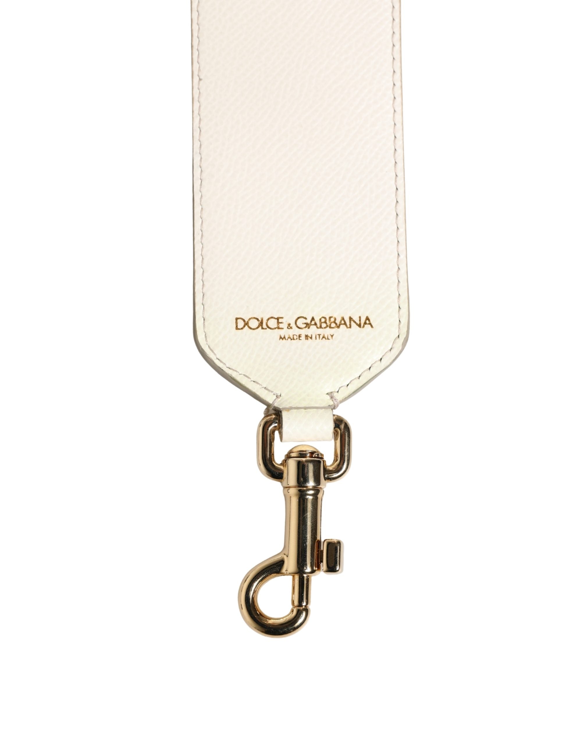 Dolce & Gabbana Schulterriemen aus weißem Leder mit blauem Blumenmuster und Nieten-6