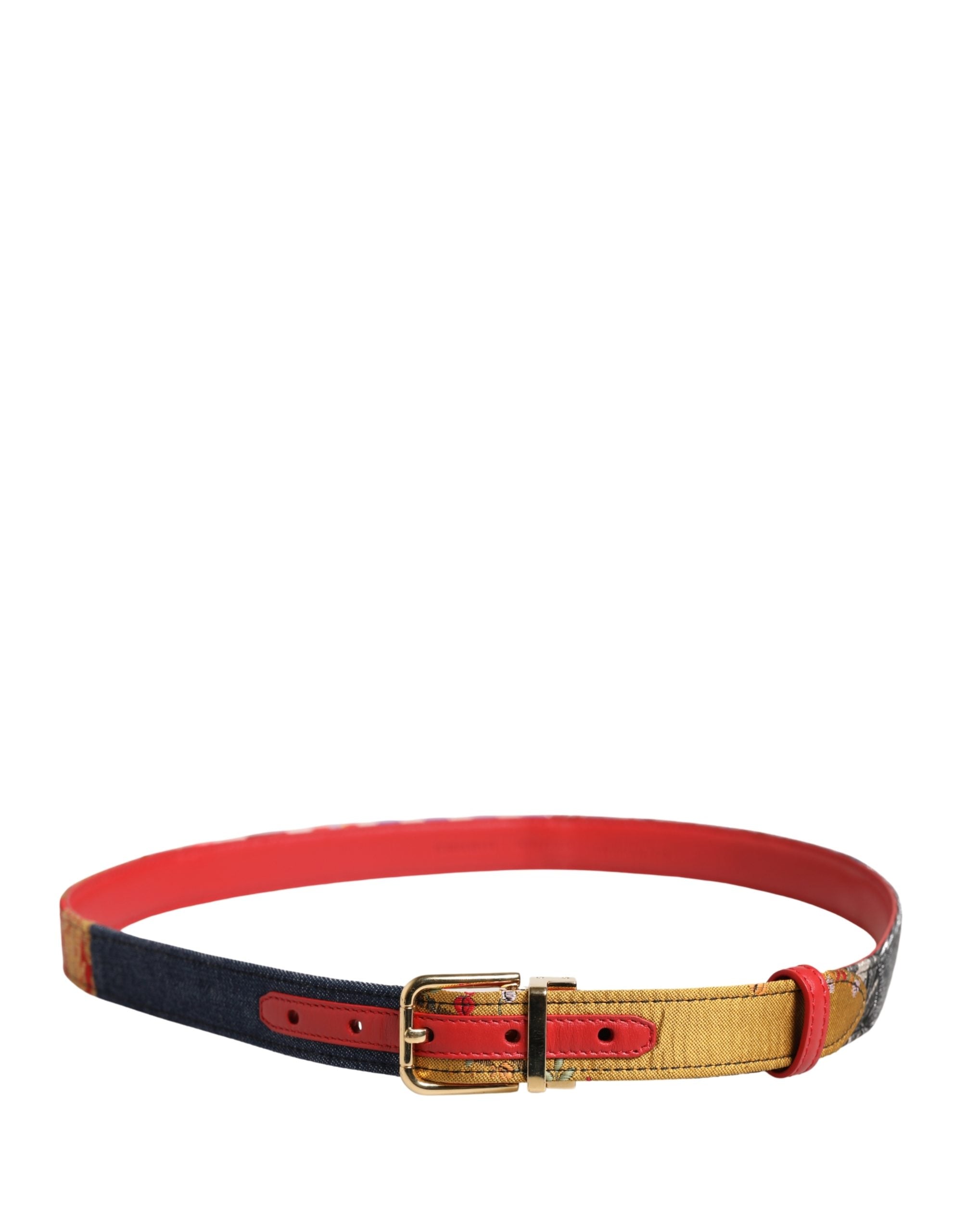Dolce & Gabbana Multicolor Floral Jacquard Belt with Metal Buckle-3
