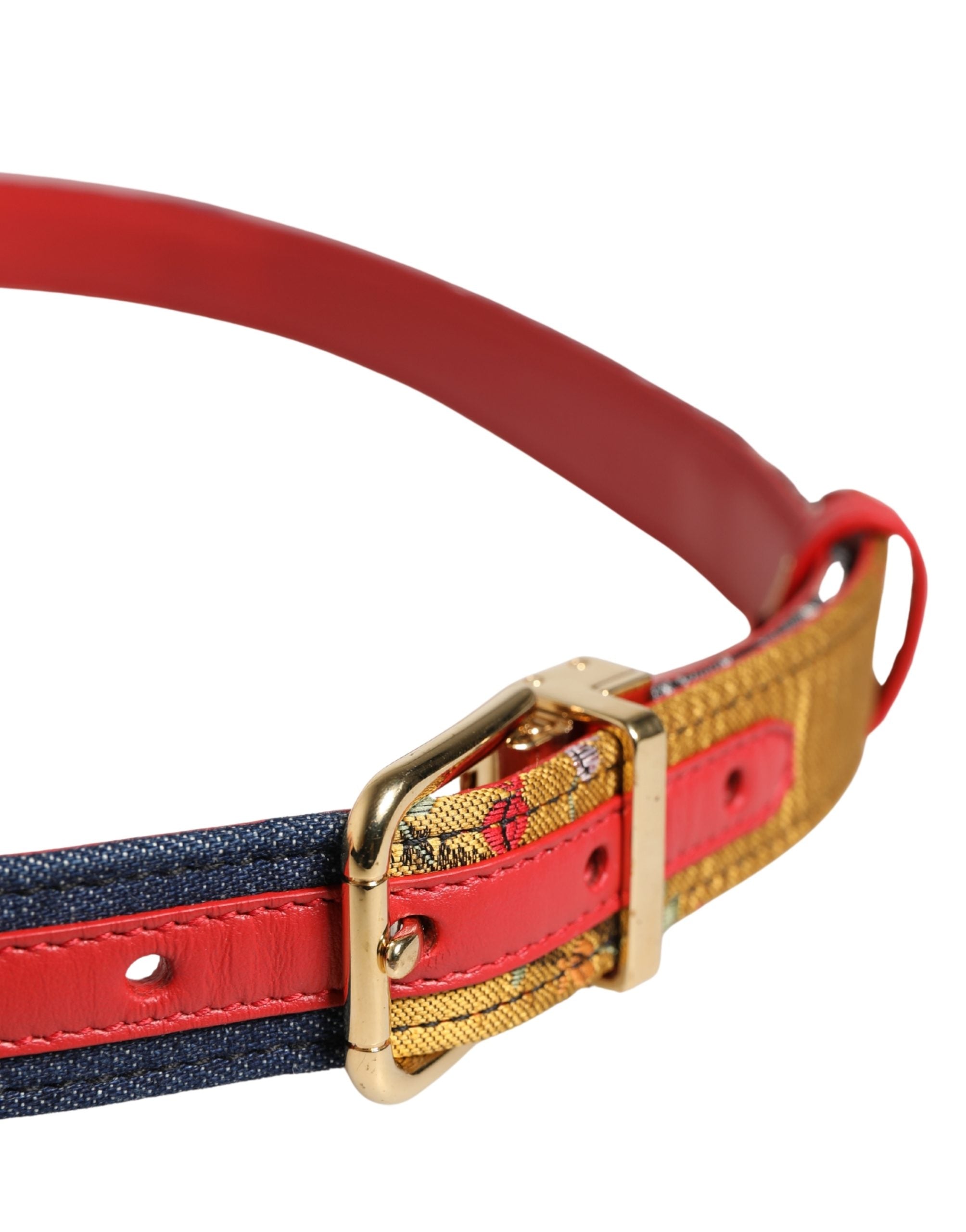 Dolce & Gabbana Multicolor Floral Jacquard Belt with Metal Buckle-4