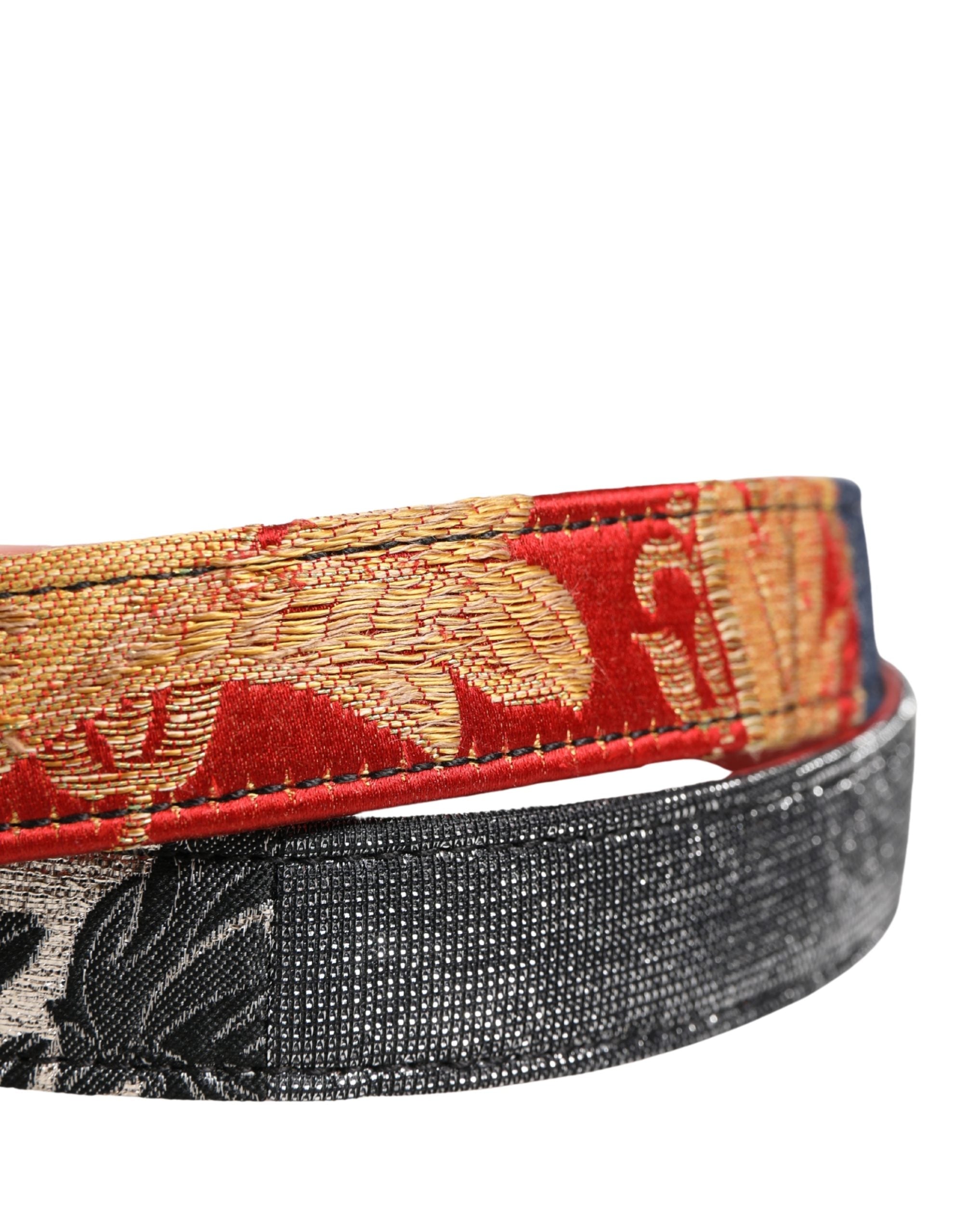 Dolce & Gabbana Multicolor Floral Jacquard Belt with Metal Buckle-5