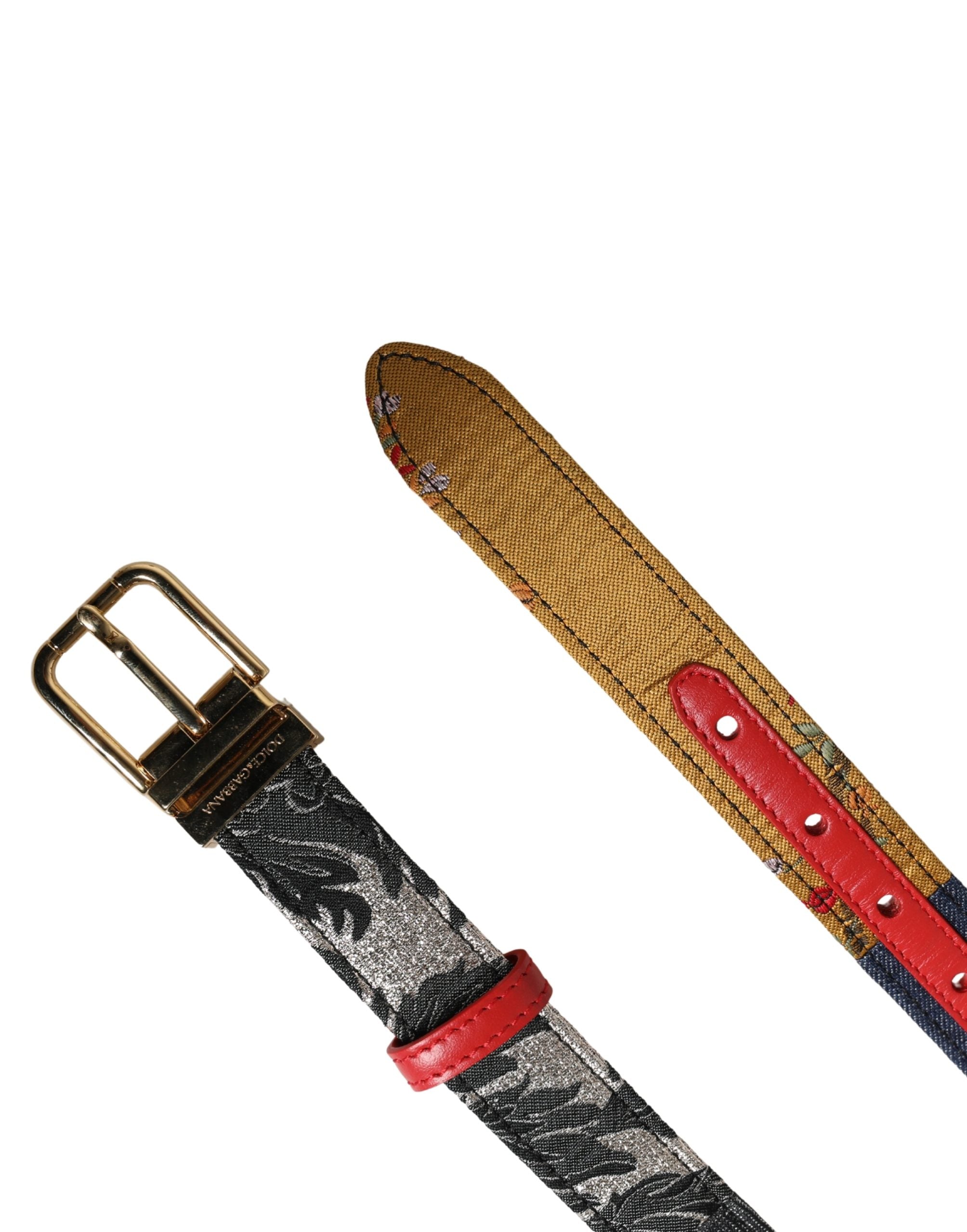 Dolce & Gabbana Multicolor Floral Jacquard Belt with Metal Buckle-7