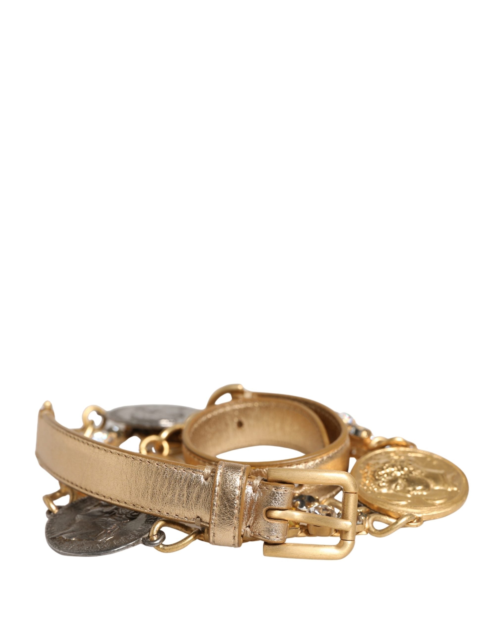 Dolce & Gabbana Gürtel mit Goldmessing-Kettenmünzen und Metallschließe-1
