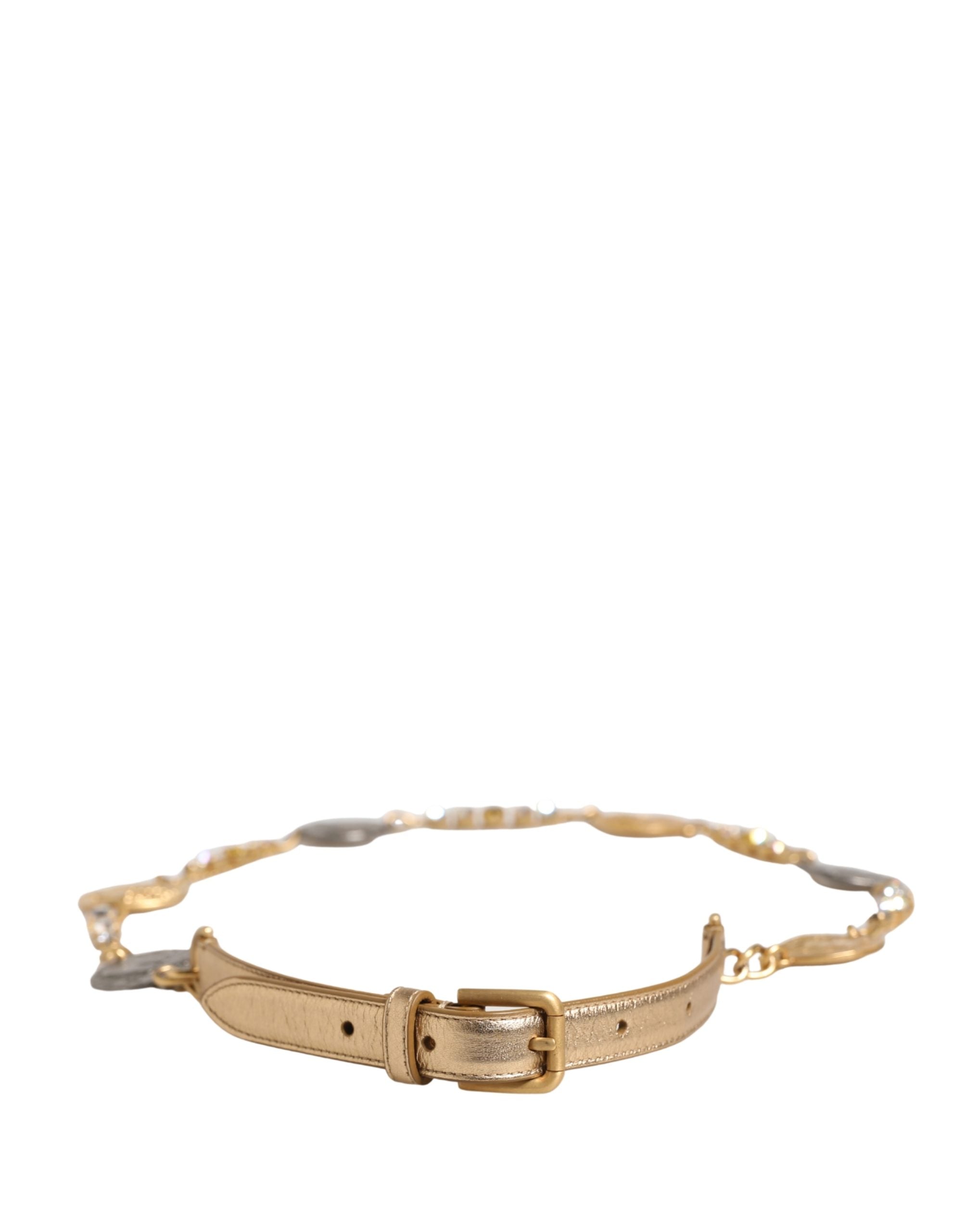 Dolce & Gabbana Gürtel mit Goldmessing-Kettenmünzen und Metallschließe-3