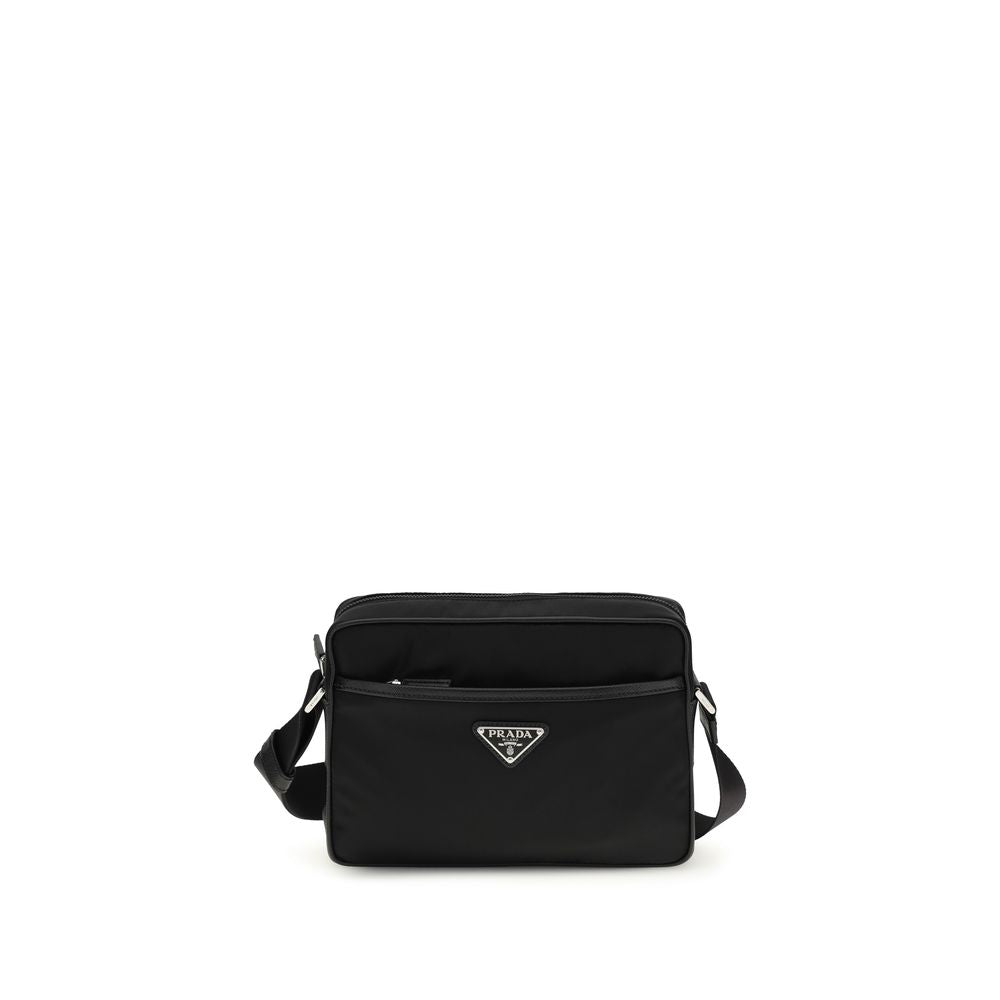 Prada Schwarze Schultertasche aus recyceltem Polyamid-1
