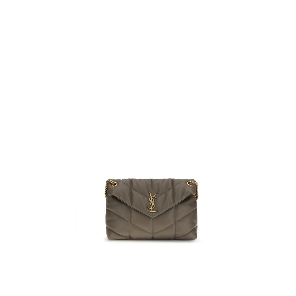 Saint Laurent Graue Lammleder-Schultertasche-1