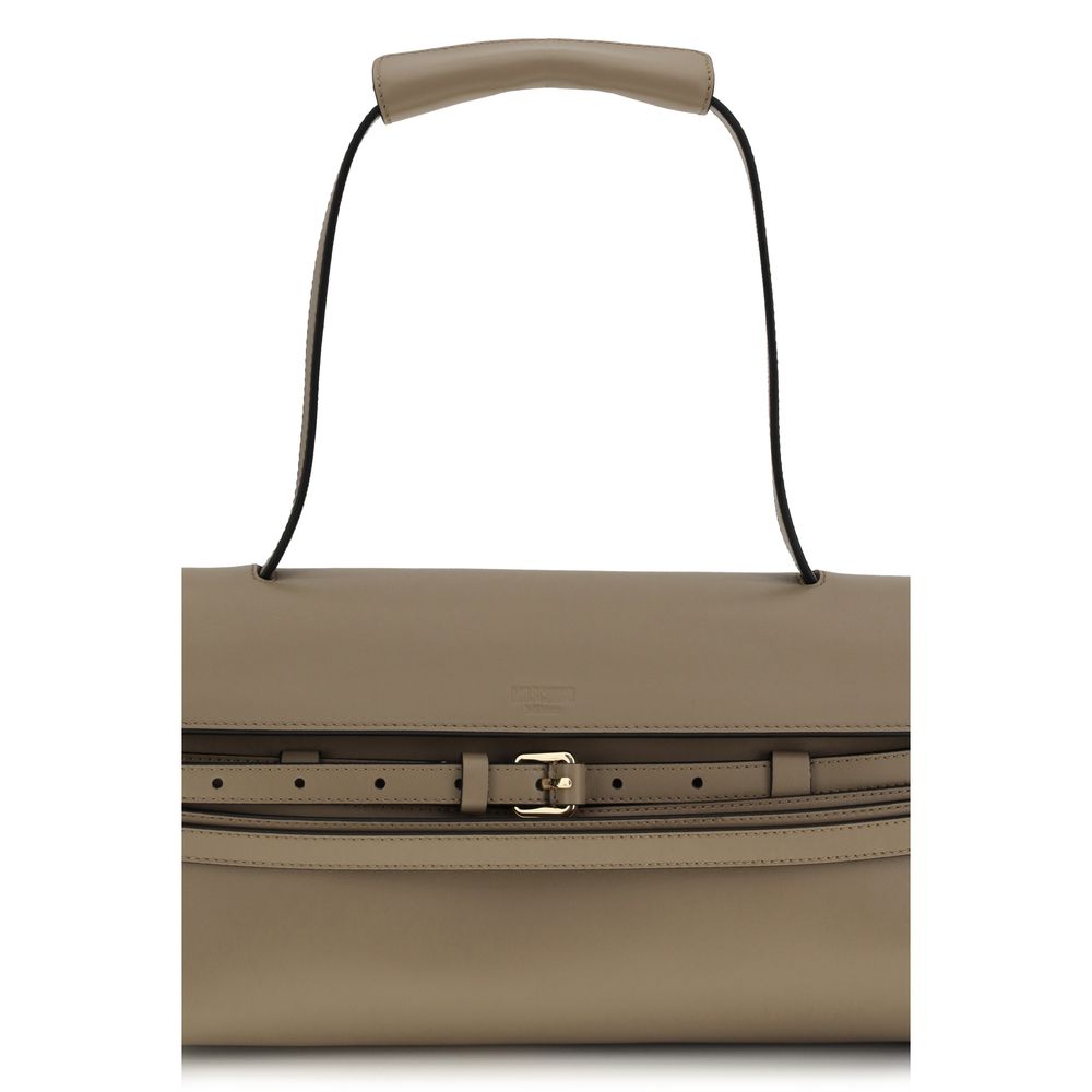 Moschino Beige Calf Leather Bos Taurus Shoulder Bag-4