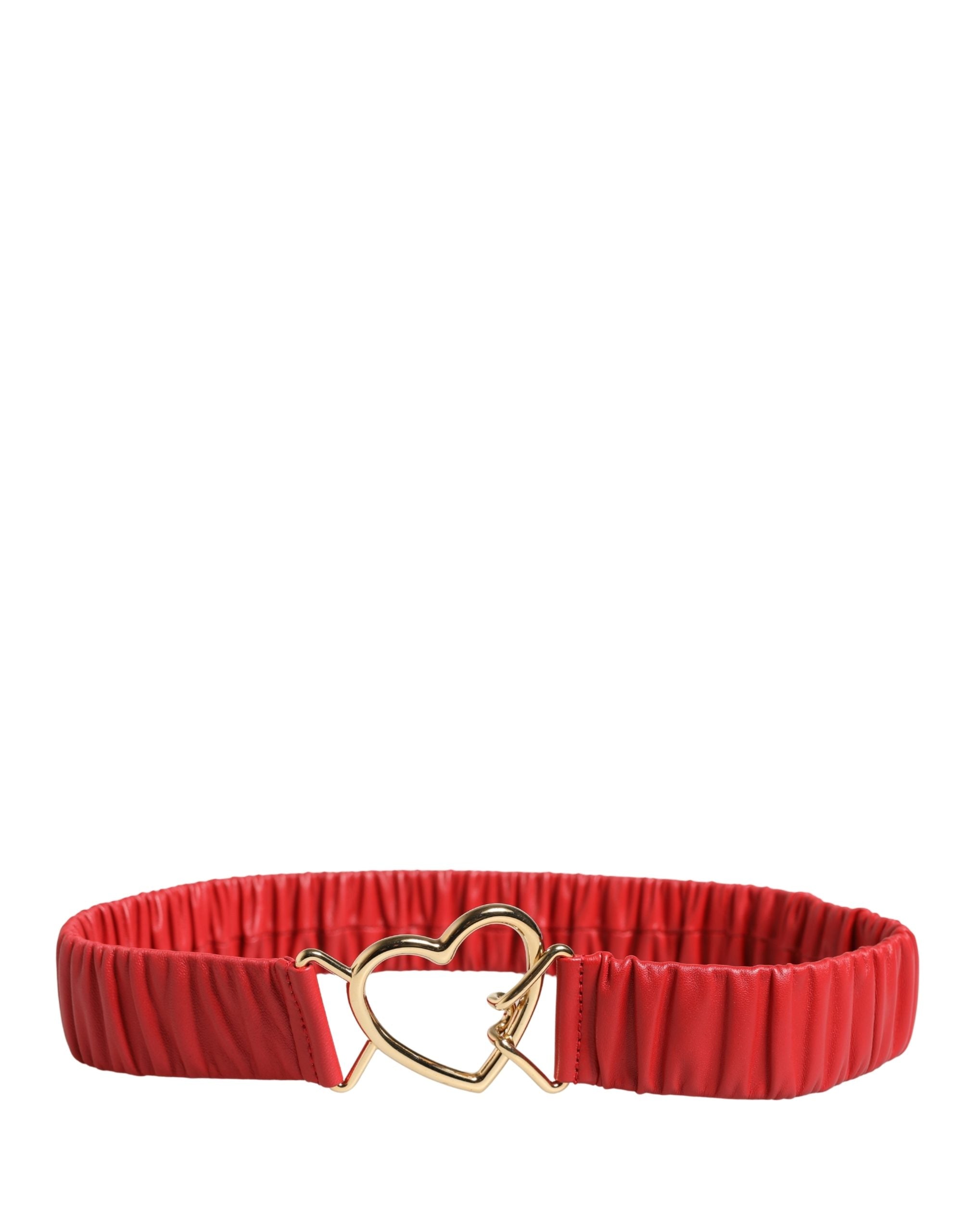 Dolce & Gabbana Red Leather Belt with Gold Heart Metal Clasp-3