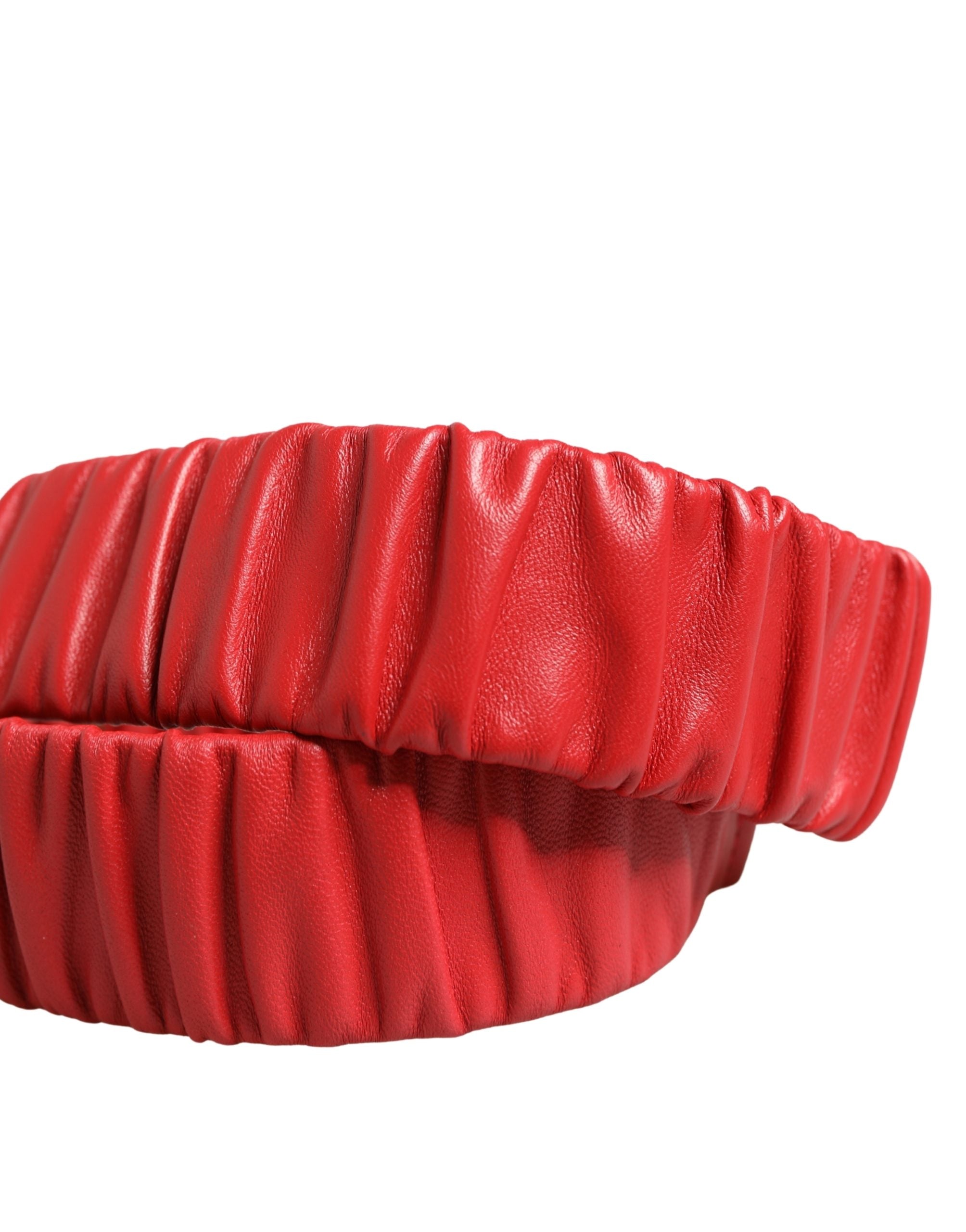 Dolce & Gabbana Red Leather Belt with Gold Heart Metal Clasp-5