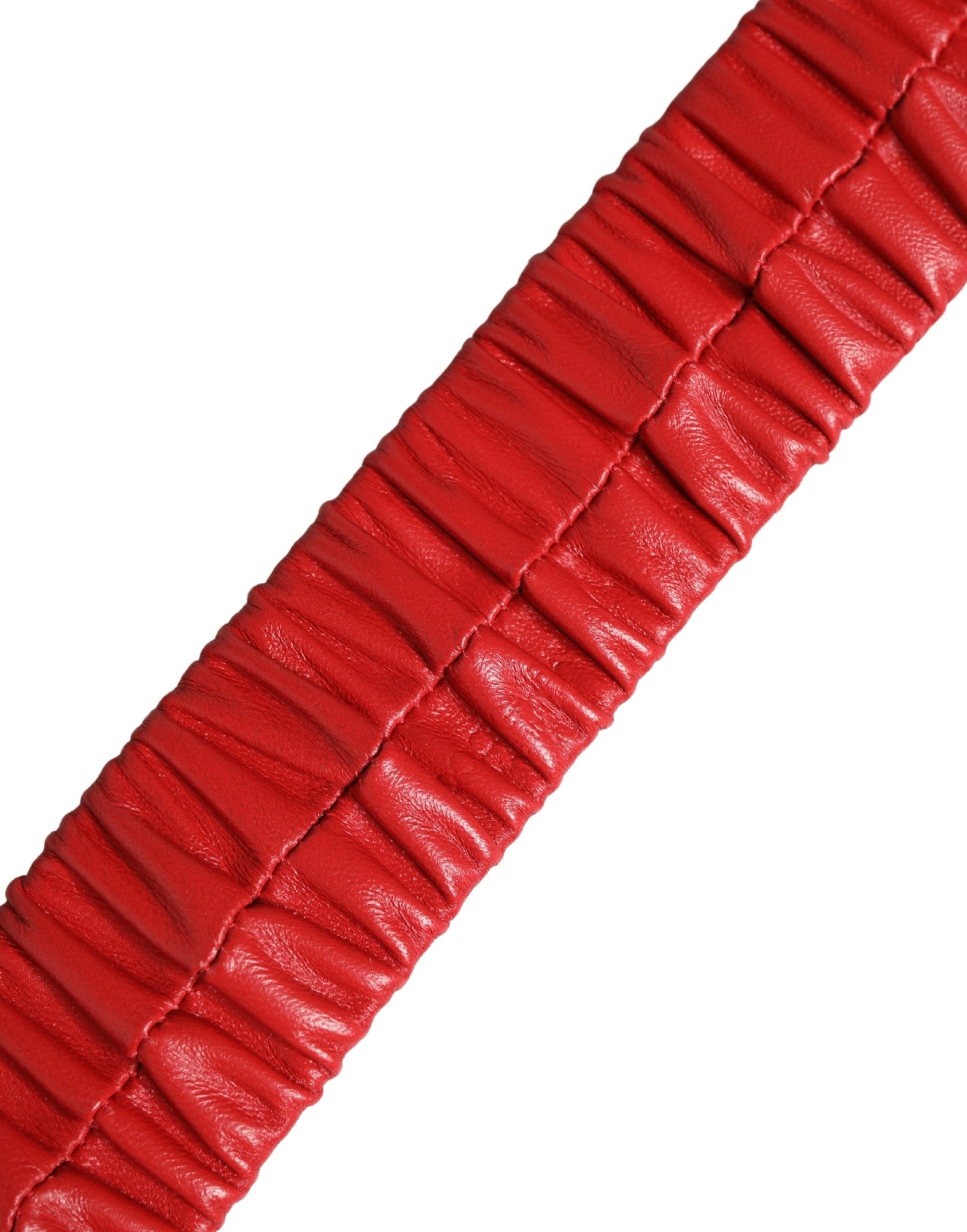 Dolce & Gabbana Red Leather Belt with Gold Heart Metal Clasp-6