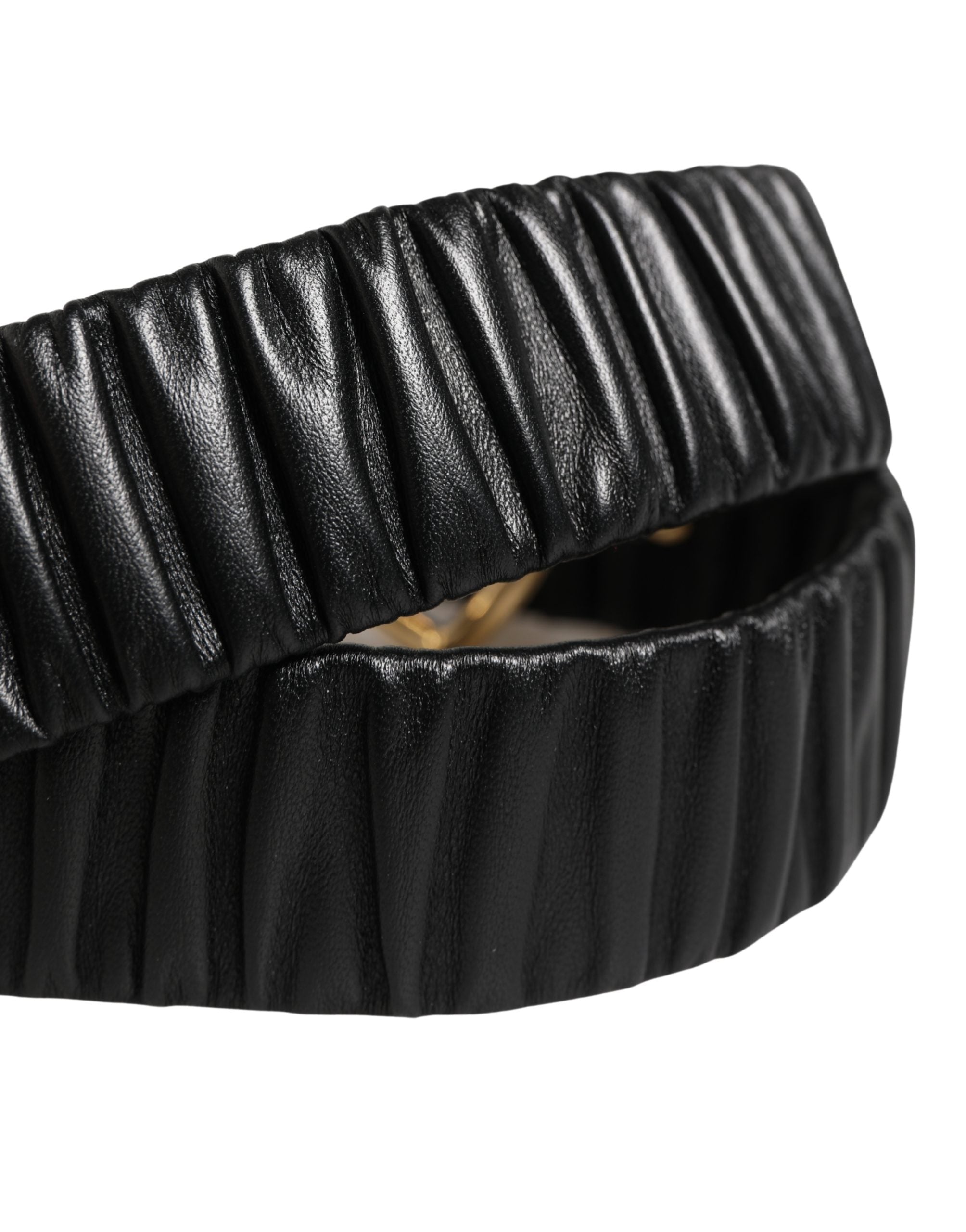 Dolce & Gabbana Black Leather Belt with Gold Heart Metal Buckle-5