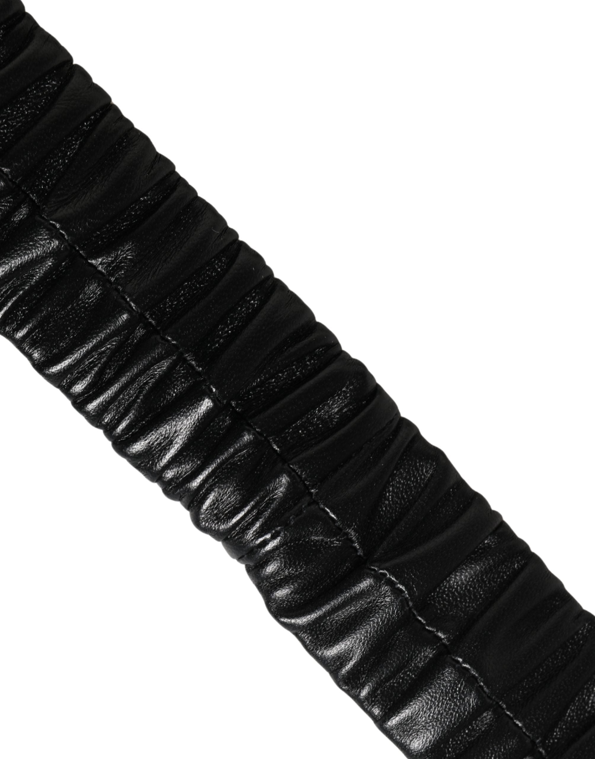 Dolce & Gabbana Black Leather Belt with Gold Heart Metal Buckle-6