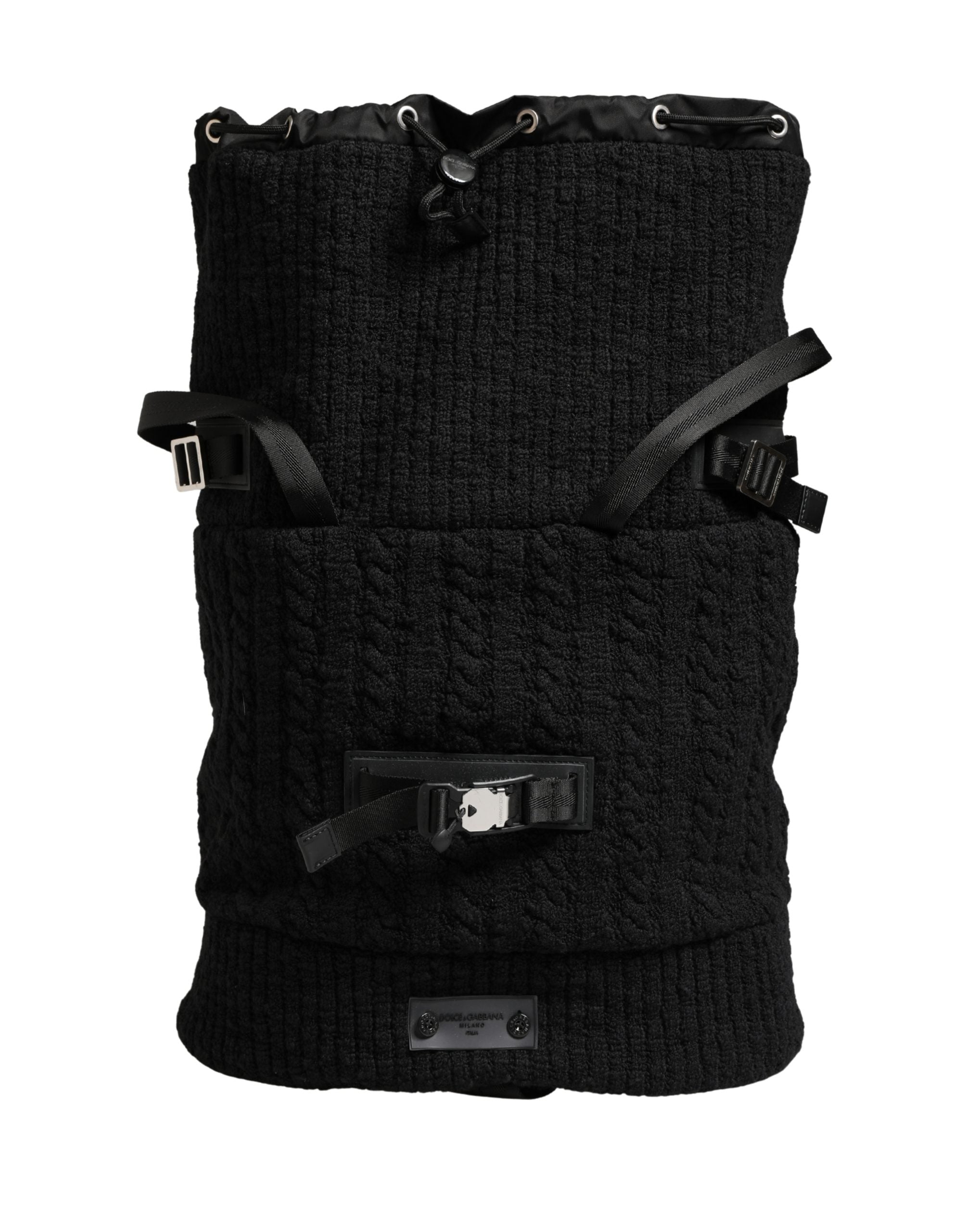 Dolce & Gabbana Black Travel Backpack in Jersey Wool Blend-2