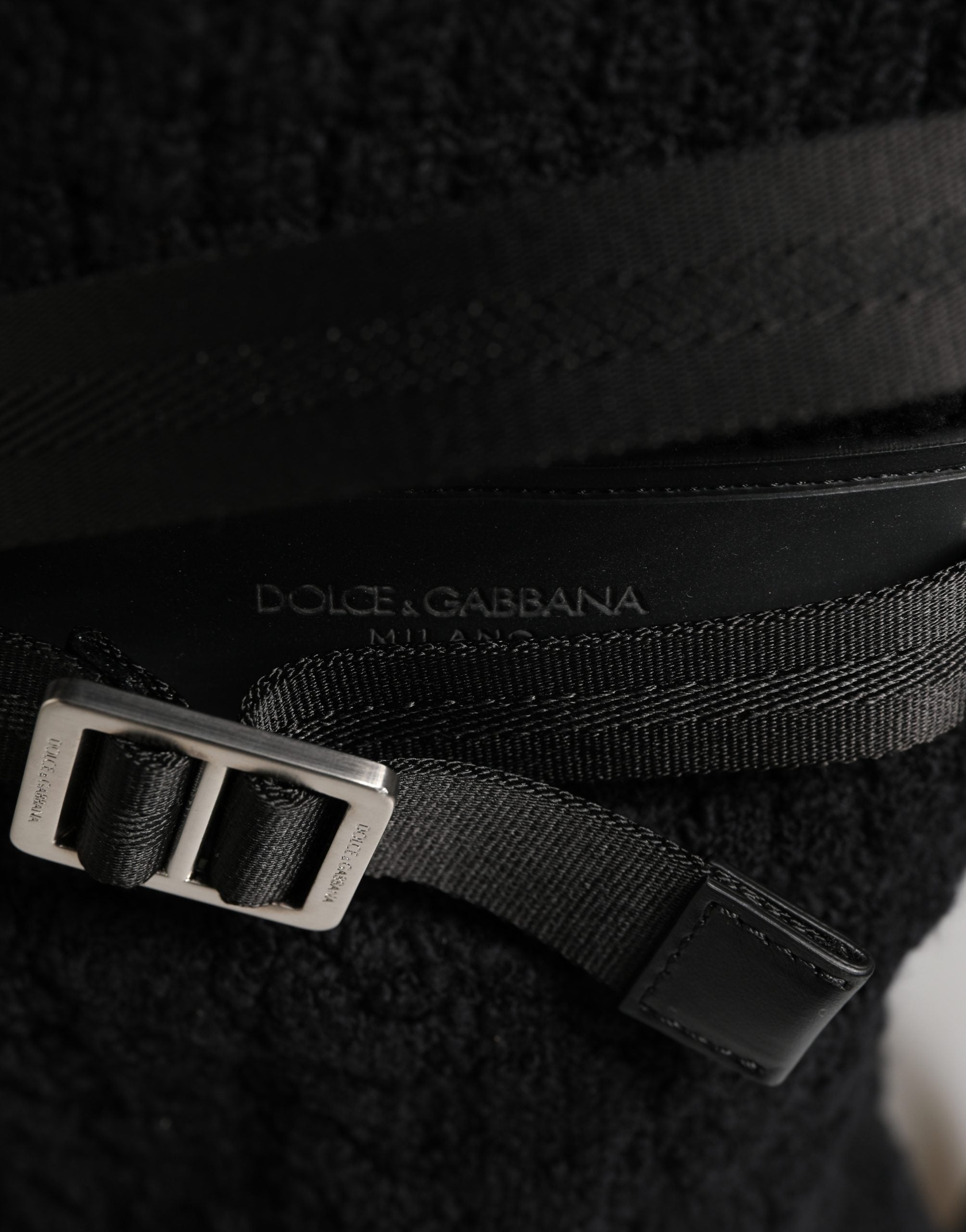 Dolce & Gabbana Black Travel Backpack in Jersey Wool Blend-7