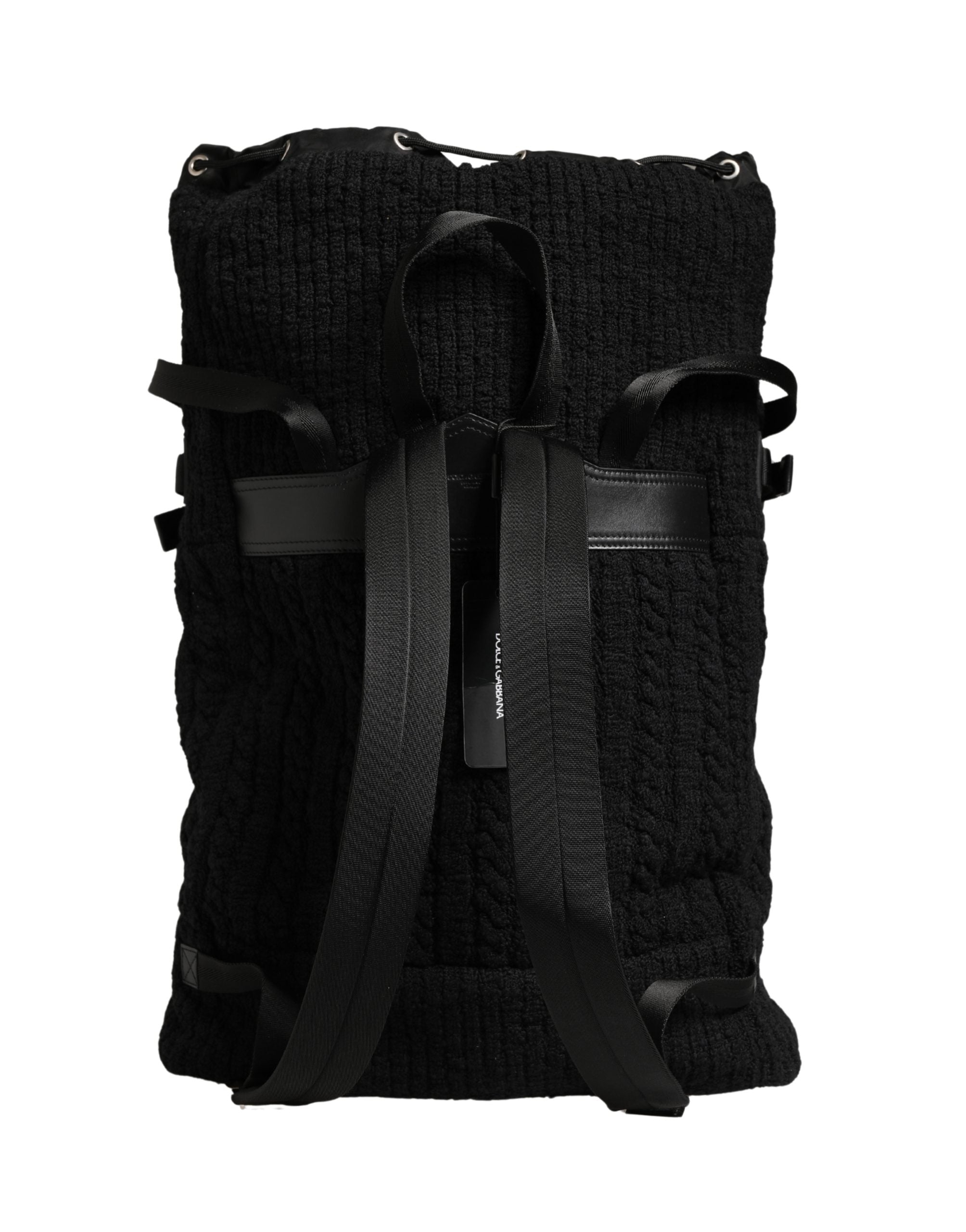 Dolce & Gabbana Black Travel Backpack in Jersey Wool Blend-8