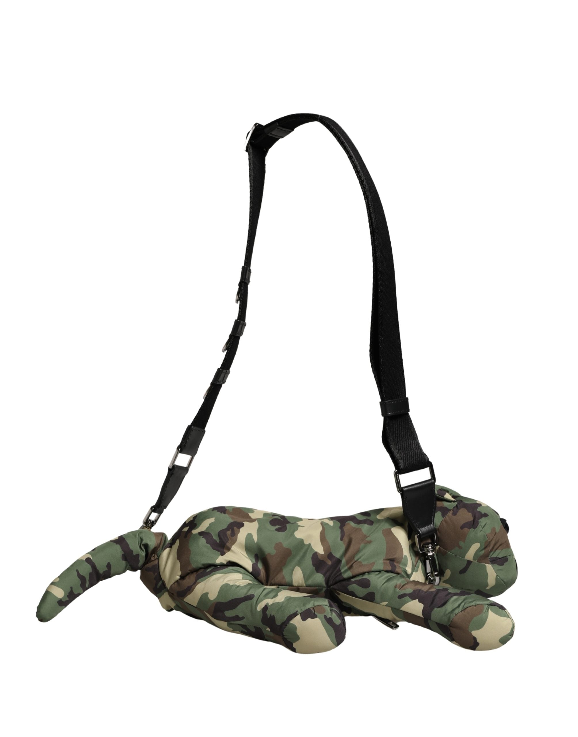 Dolce & Gabbana Belt Bag in Multicolor Camouflage with Animal Silhouette-1