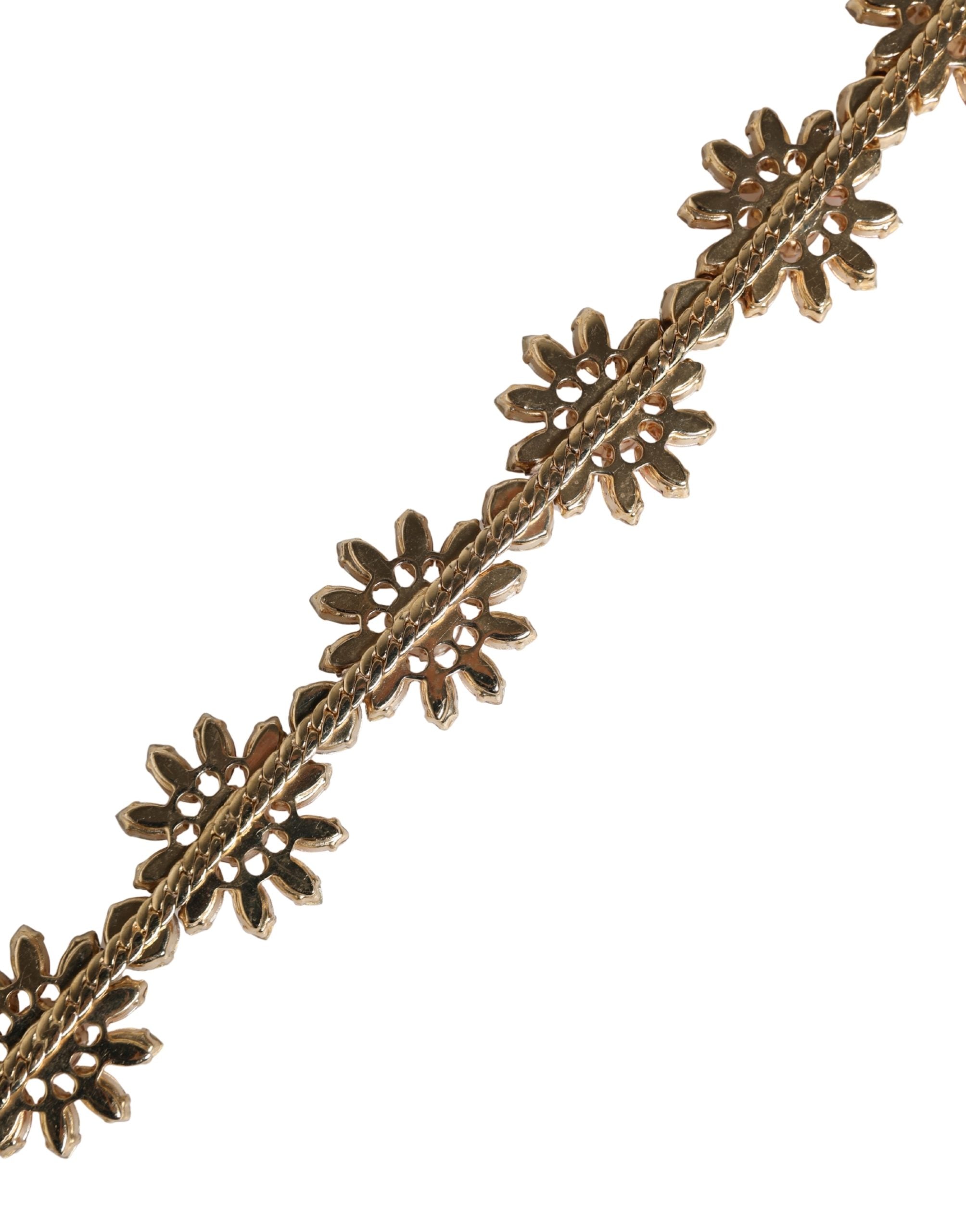 Dolce & Gabbana Red Leather Belt with Daisy Crystal Embellishment-7