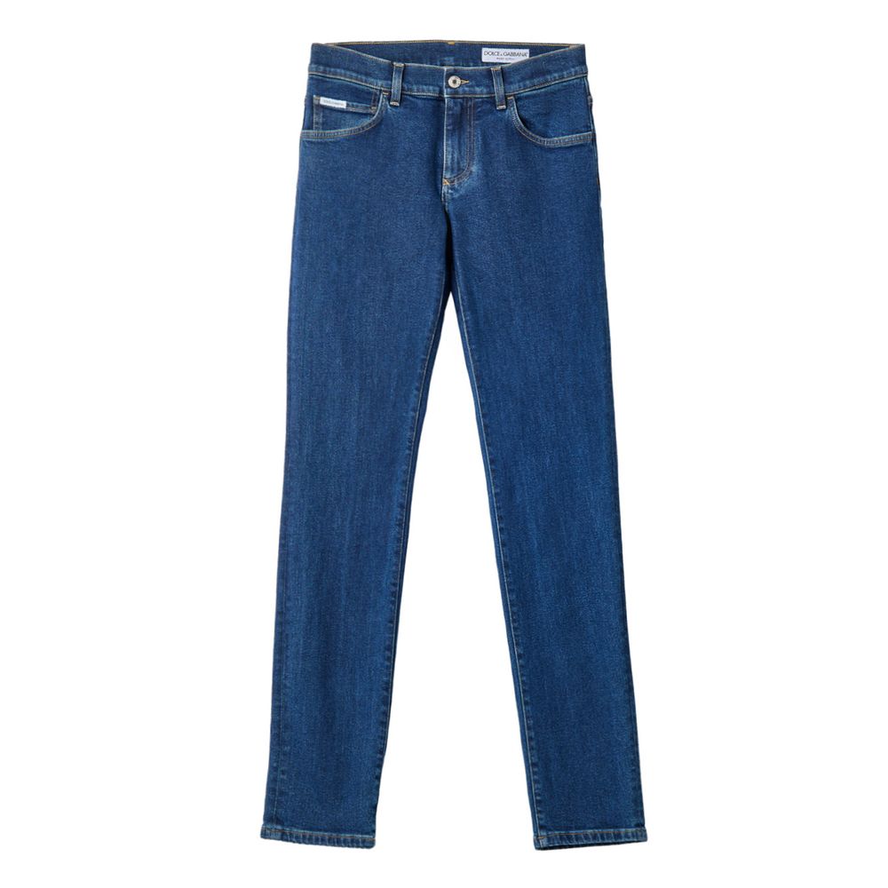 Dolce & Gabbana Blaue Baumwoll-Skinny-Jeans