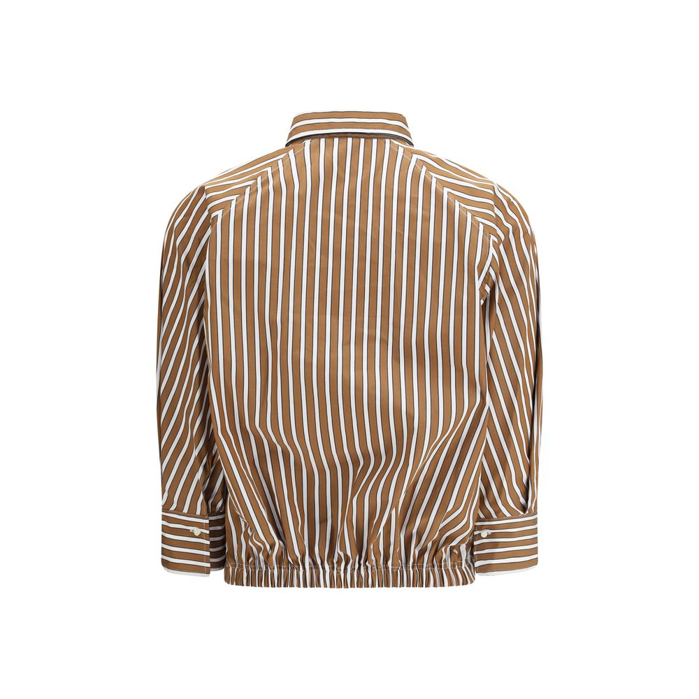 Brunello Cucinelli Hemd mit braunem Baumwollmuster-2
