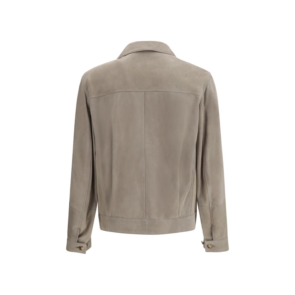 Brunello Cucinelli Zweifarbige Kalbslederjacke Bos Taurus-2