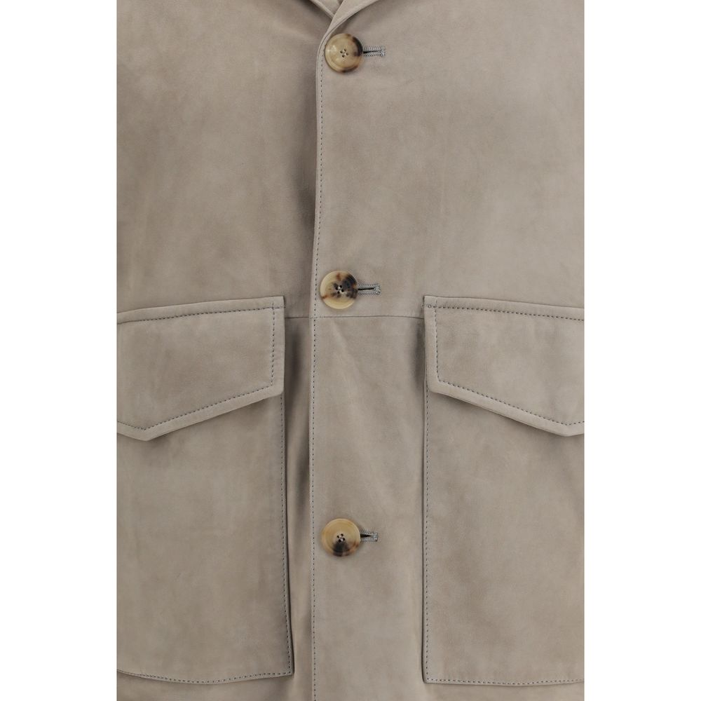 Brunello Cucinelli Zweifarbige Kalbslederjacke Bos Taurus-3