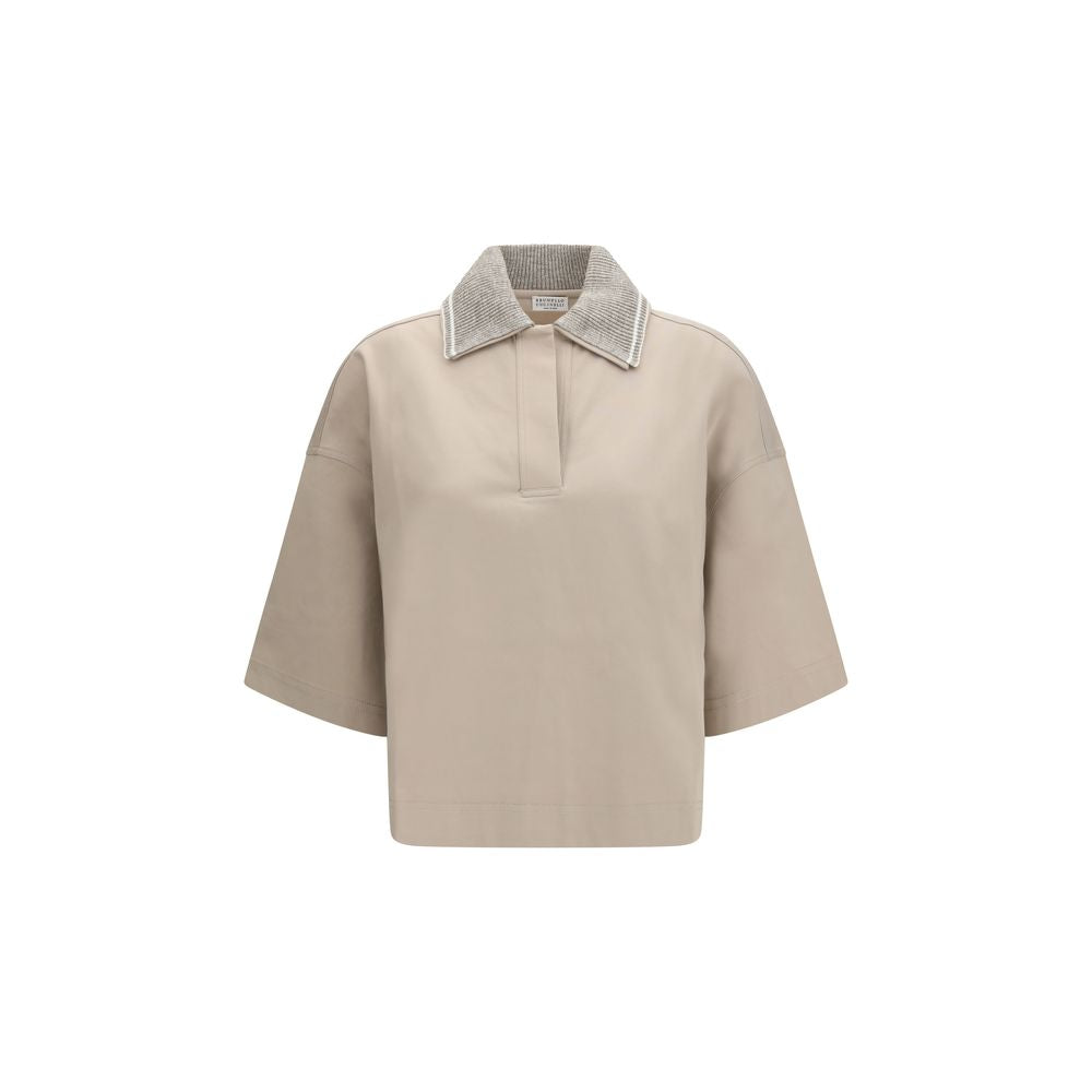 Brunello Cucinelli Beige Baumwoll-Poloshirt