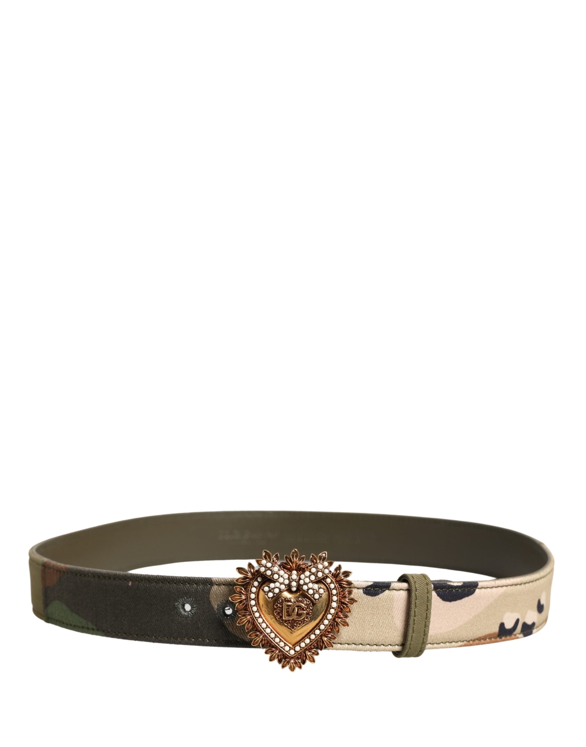 Dolce & Gabbana Grüner Camouflage Devotion Gürtel mit Metalldornschließe-3