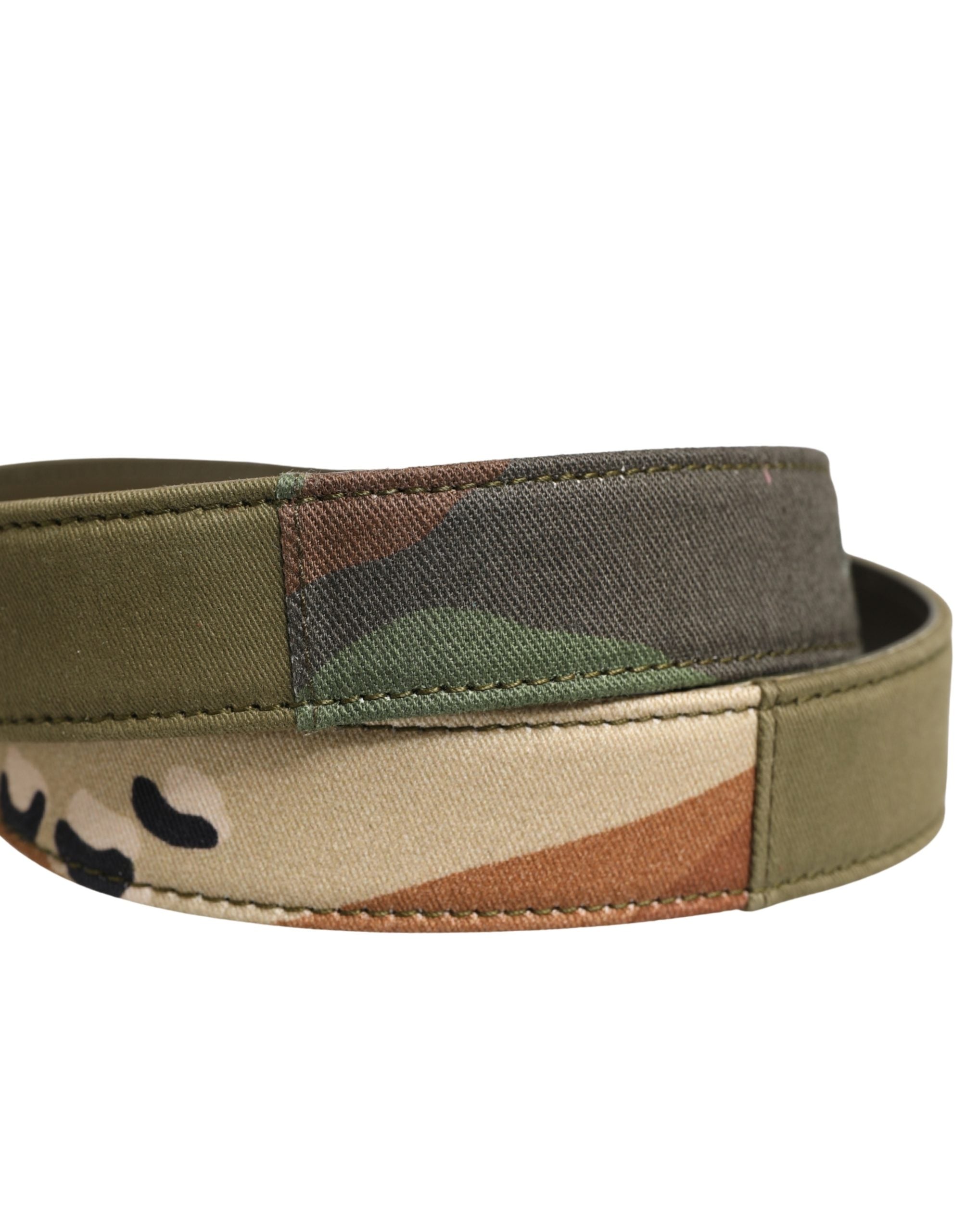 Dolce & Gabbana Grüner Camouflage Devotion Gürtel mit Metalldornschließe-5