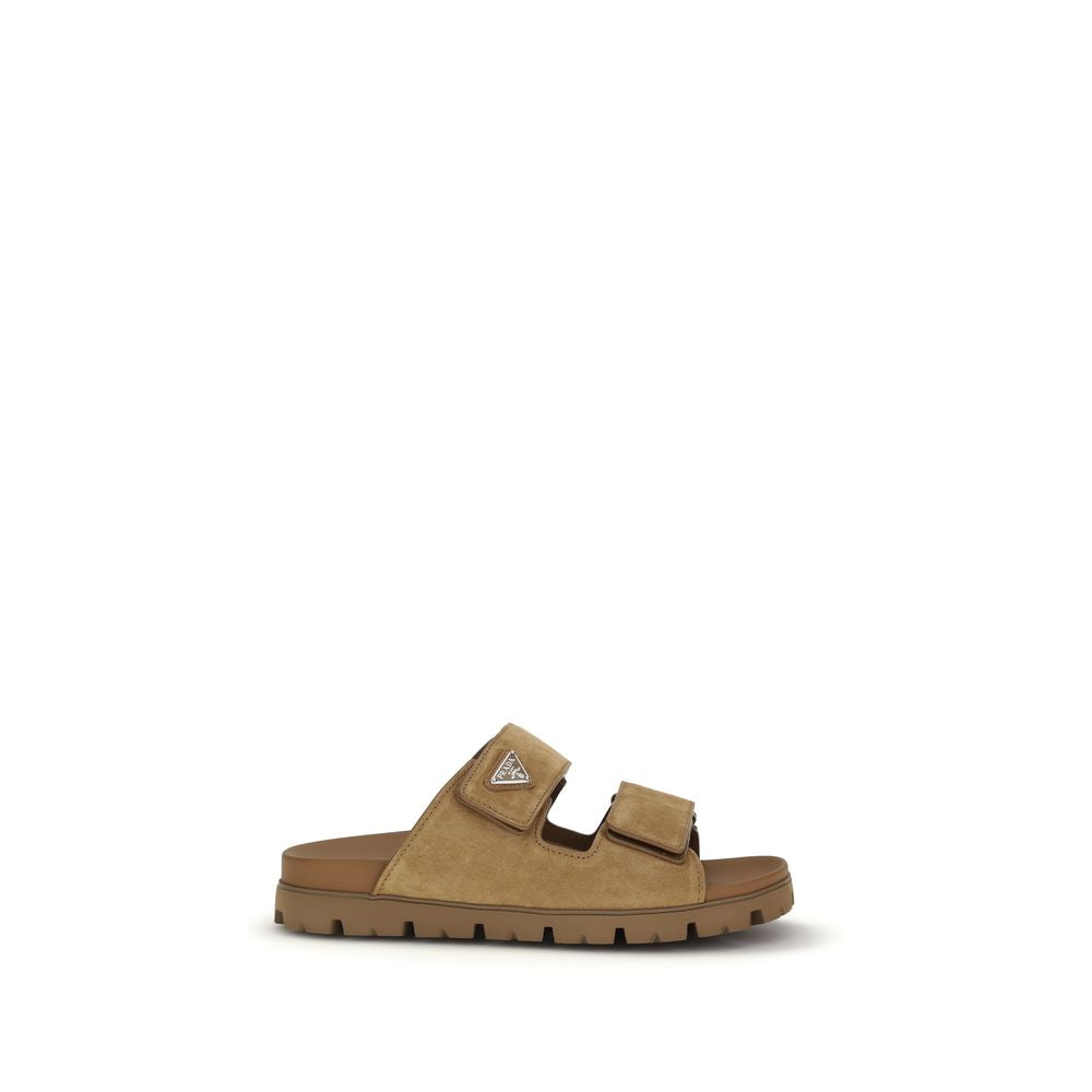 Prada Brown Bos Taurus Calf Leather Strappy Sandals-1