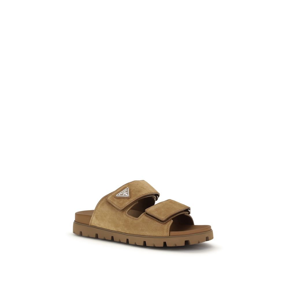 Prada Brown Bos Taurus Calf Leather Strappy Sandals-2