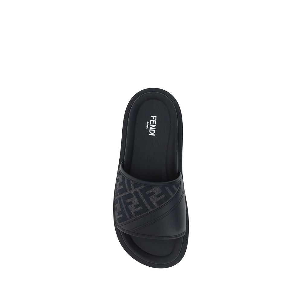 Fendi Graue Stoff-Sandalen-4