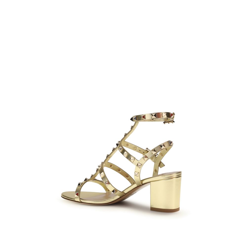 Valentino Garavani Gold Calf Leather Bos Taurus Riemchen-Sandalen-3
