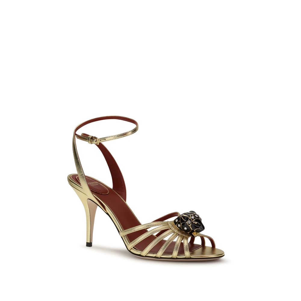 Valentino Garavani Gold Bos Taurus Calfskin Stiletto Sandal-2