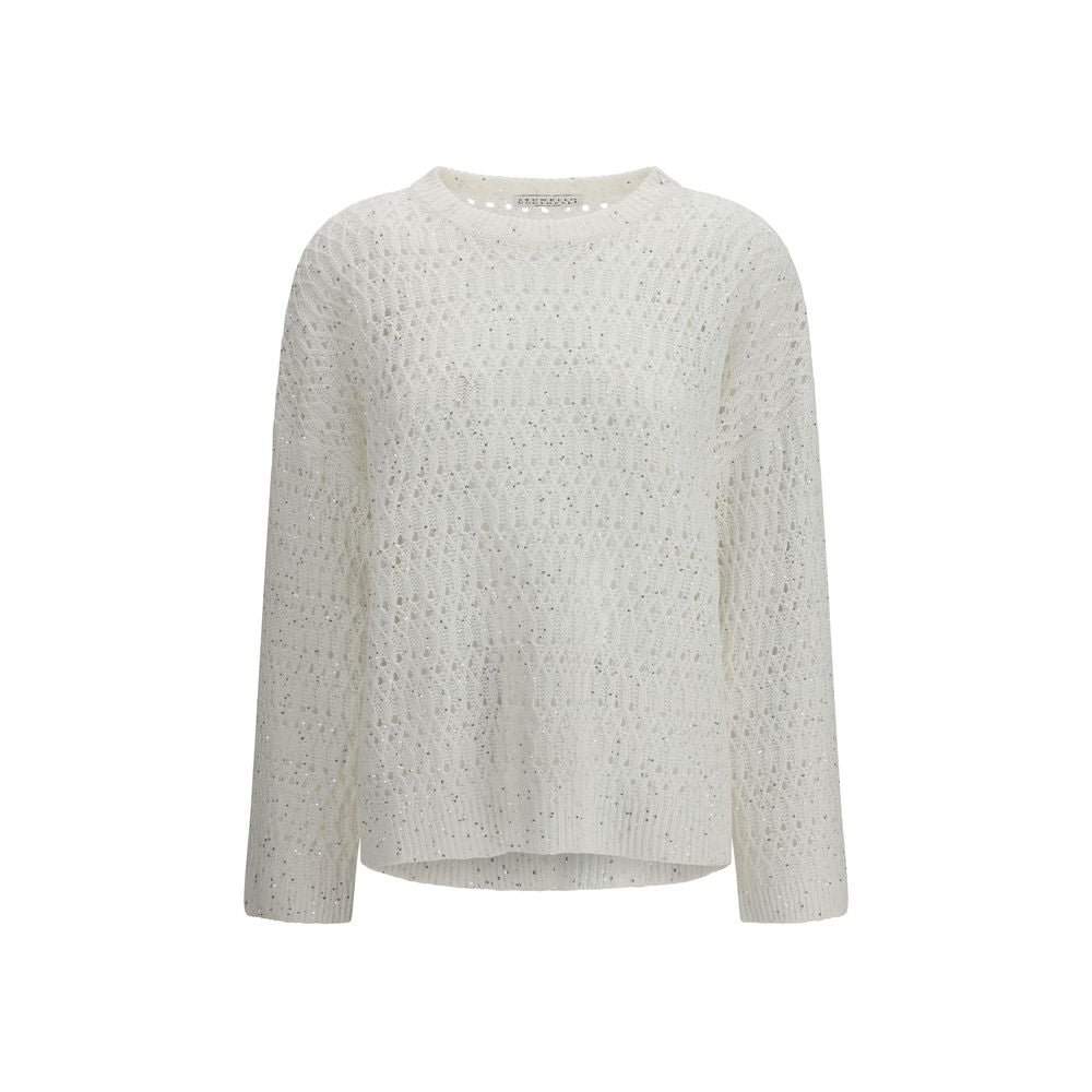 Brunello Cucinelli Weißes Seiden-Sweatshirt-1