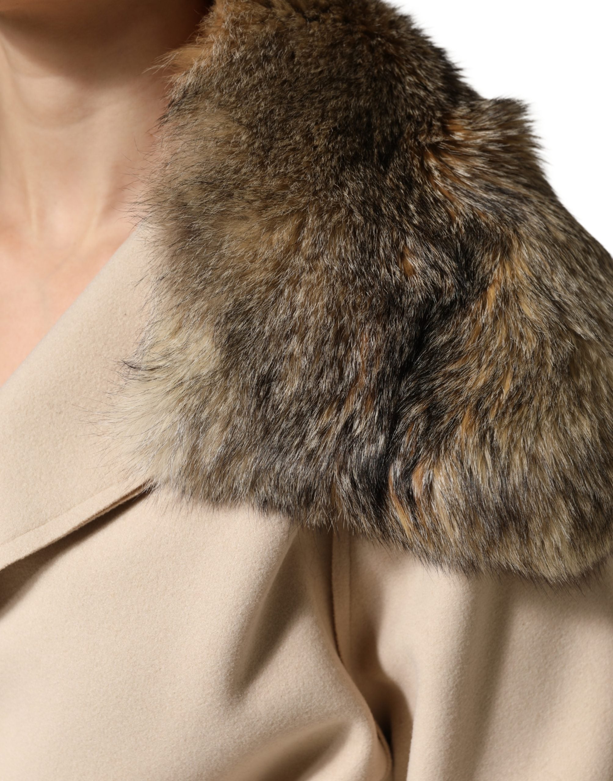 Dolce & Gabbana Brown Fur Shoulder Collar Neck Wrap Scarf-3