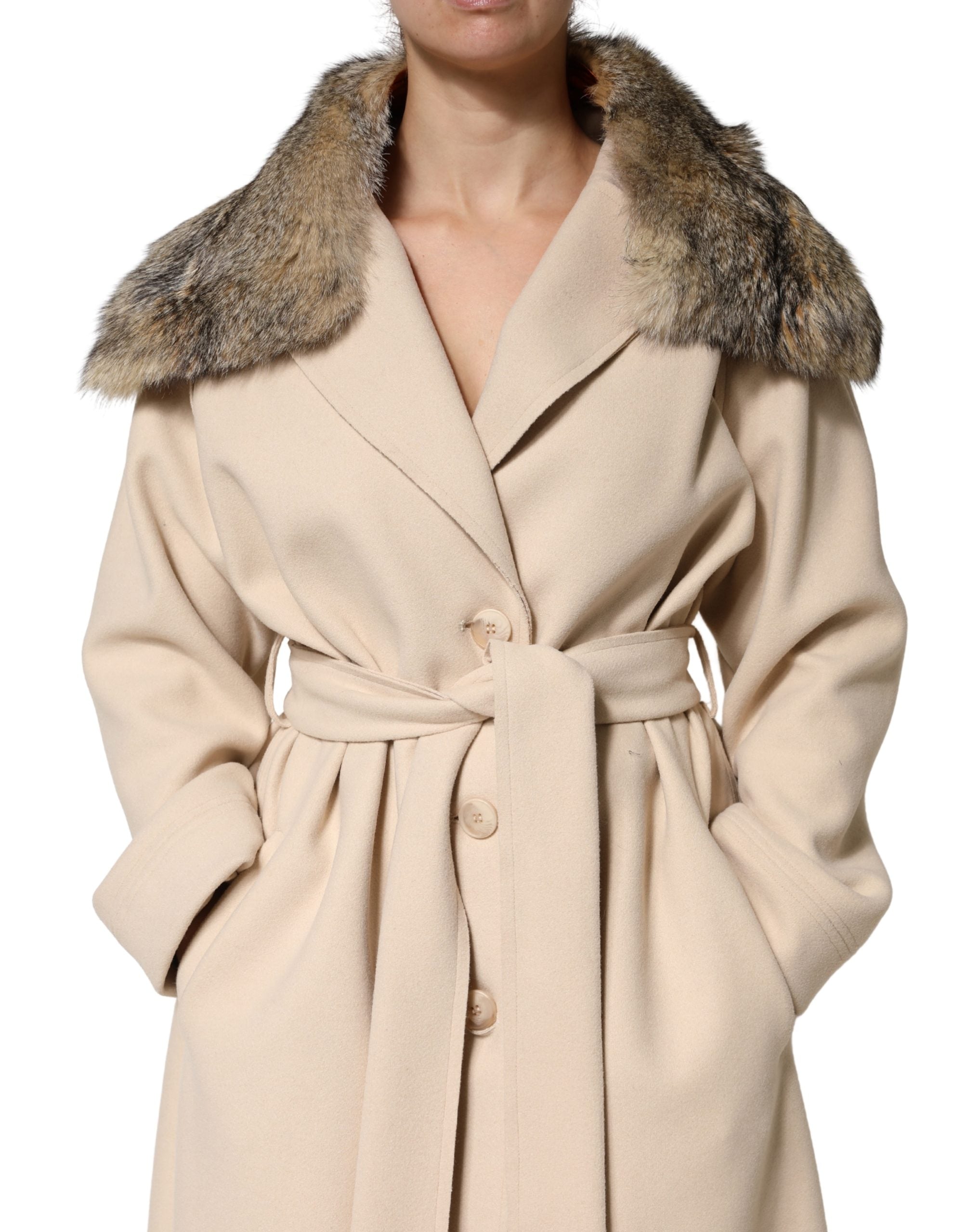 Dolce & Gabbana Brown Fur Shoulder Collar Neck Wrap Scarf-1