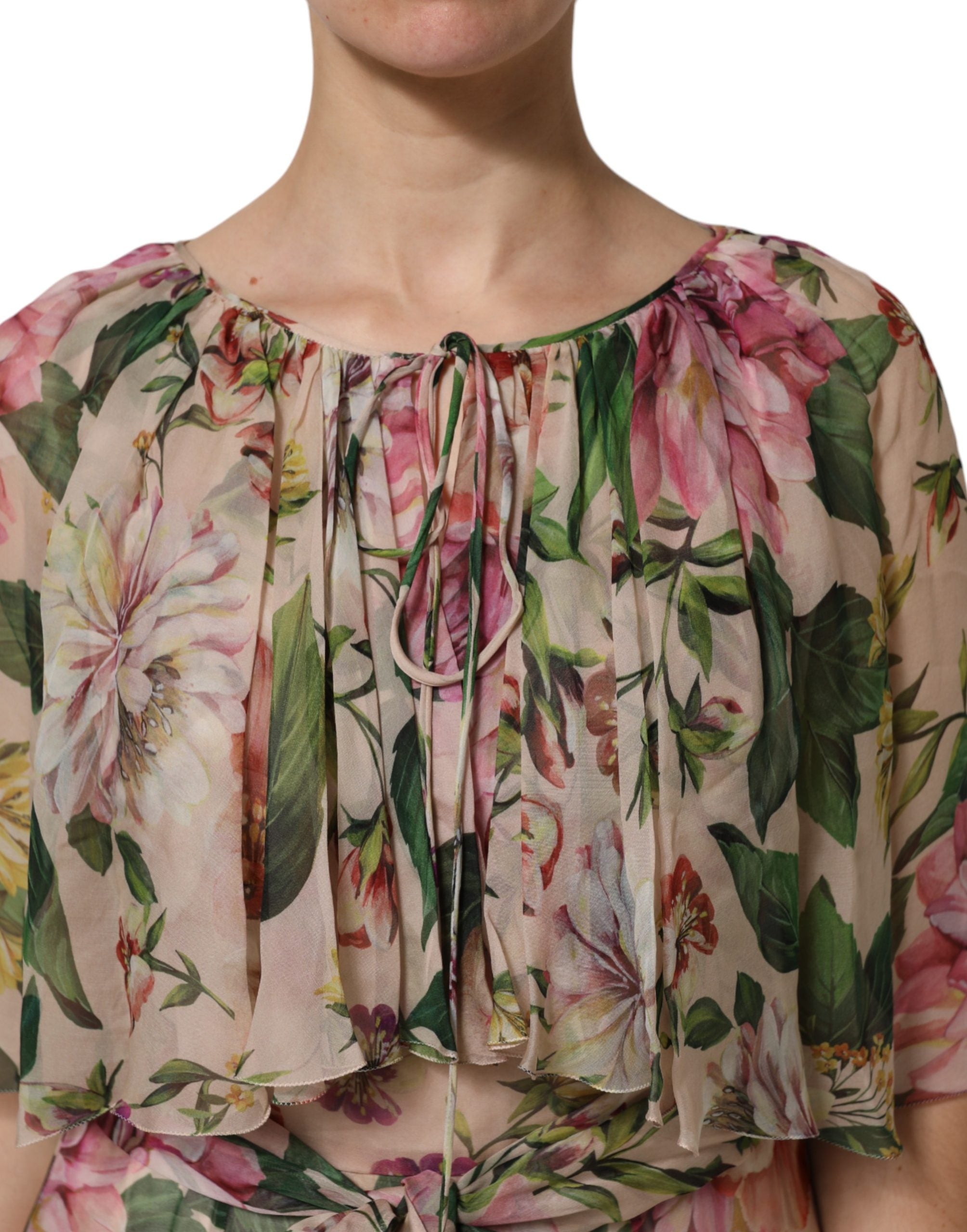 Dolce & Gabbana Multicolored Floral Tiered Silk Maxi Dress-5