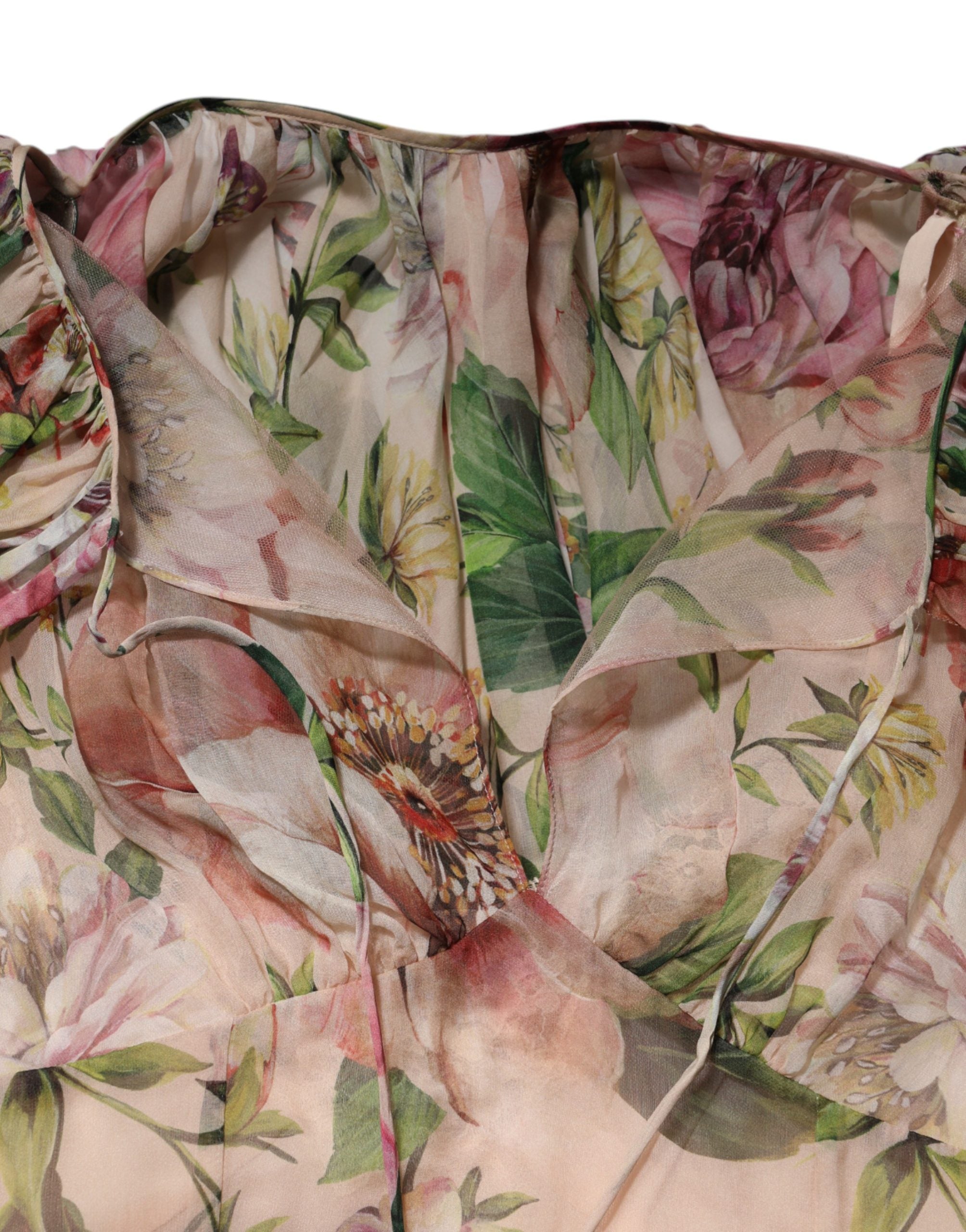 Dolce & Gabbana Multicolored Floral Tiered Silk Maxi Dress-6