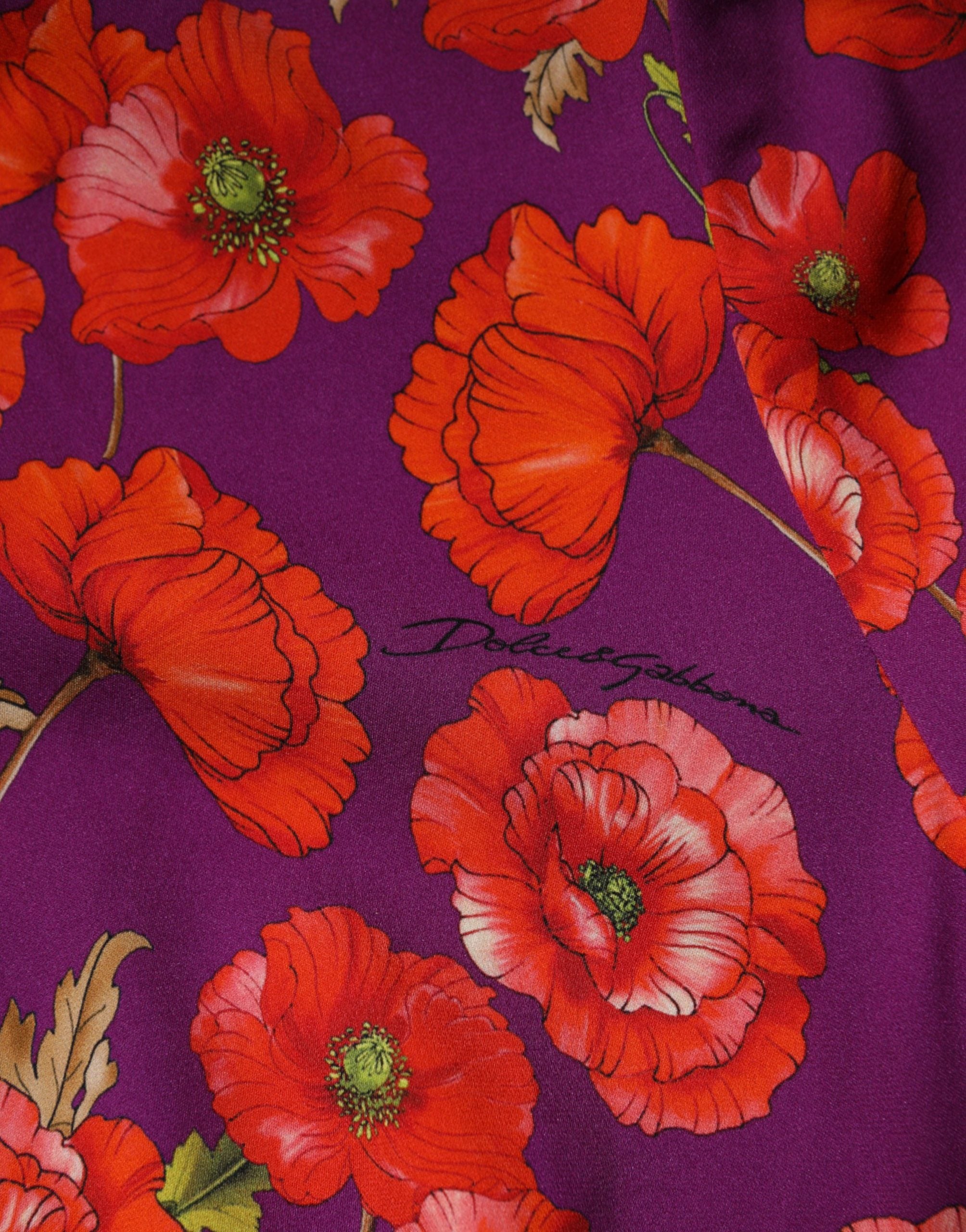 Dolce & Gabbana Purple Silk Floral Print Midi Dress-8