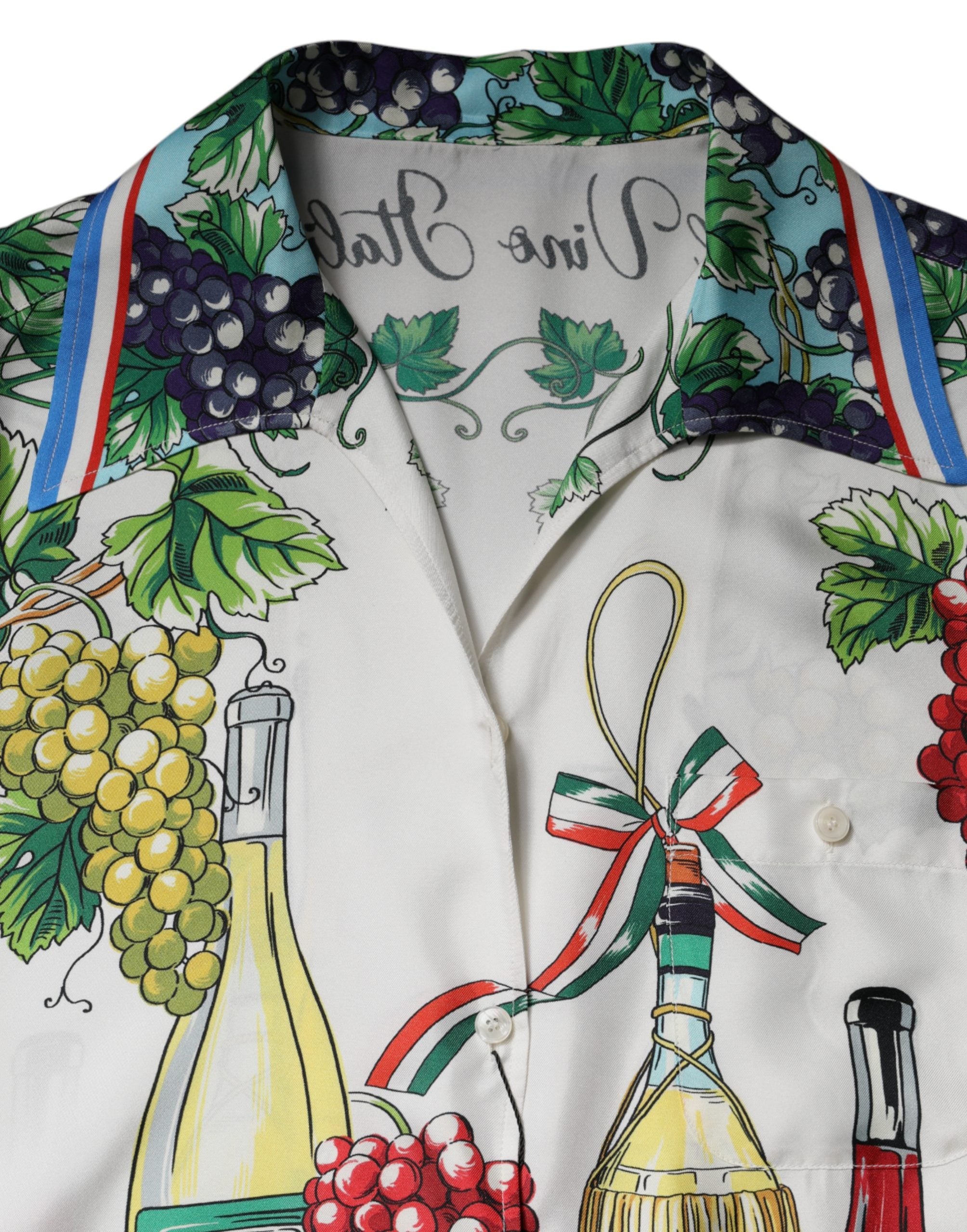 Dolce & Gabbana Short-Sleeved Silk Top with Multicolor Food Print-6