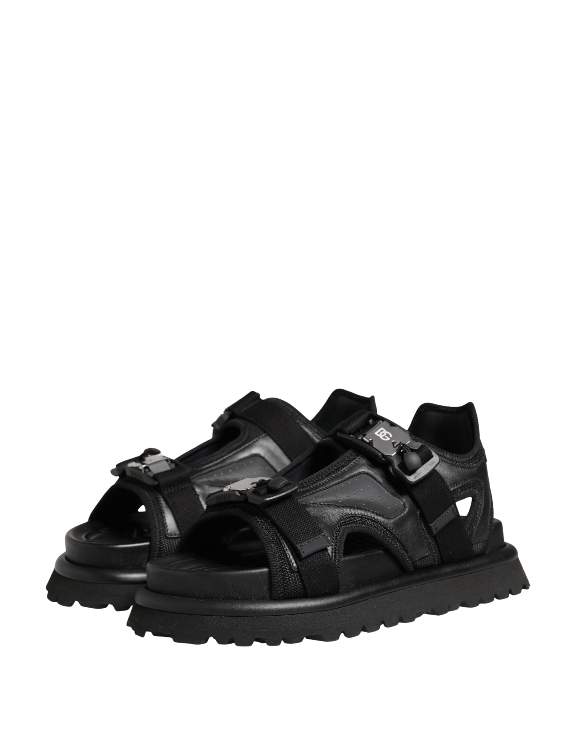Dolce & Gabbana Black Chunky Sandals for Men with Logo Details-5