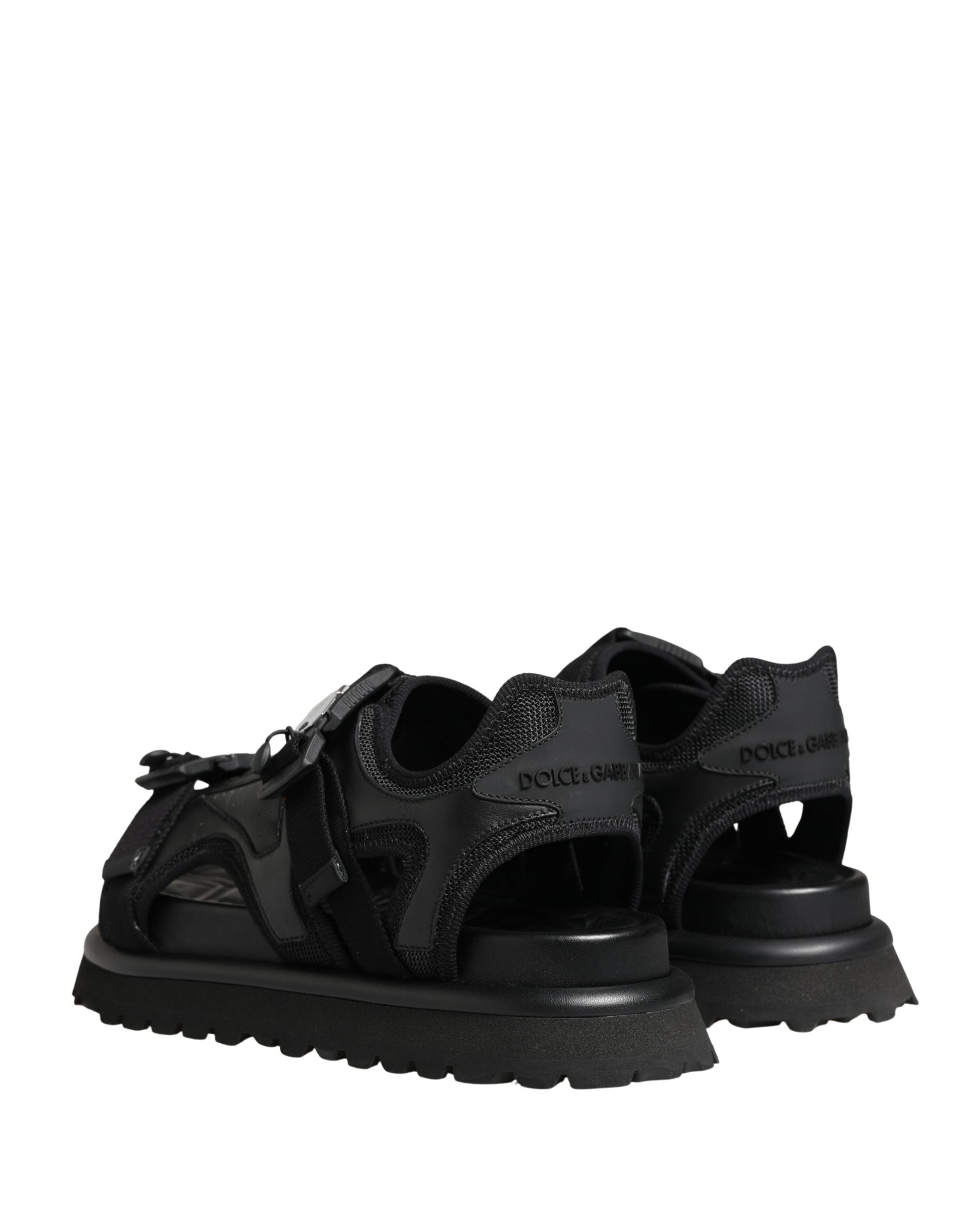 Dolce & Gabbana Black Chunky Sandals for Men with Logo Details-6