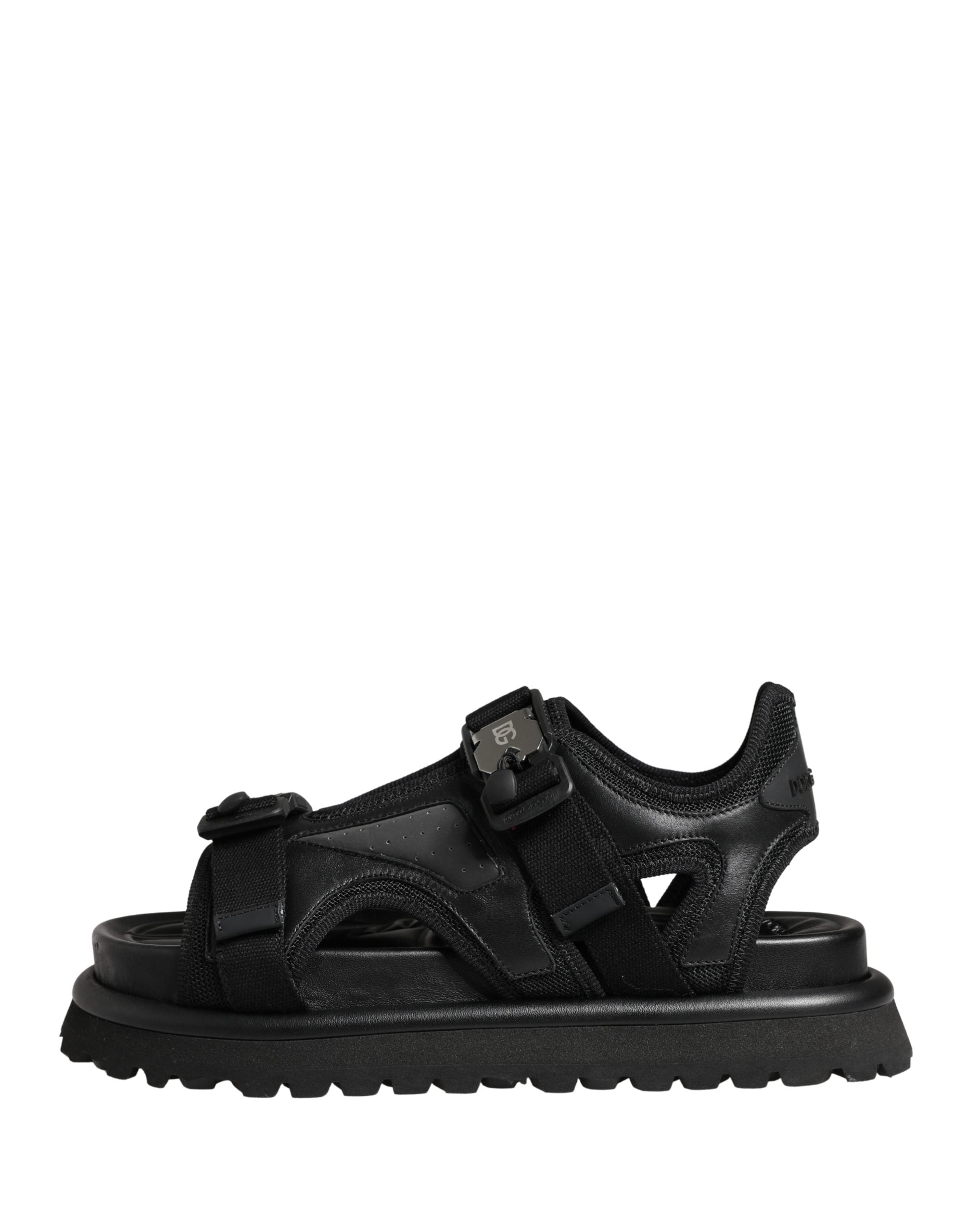 Dolce & Gabbana Black Chunky Sandals for Men with Logo Details-7