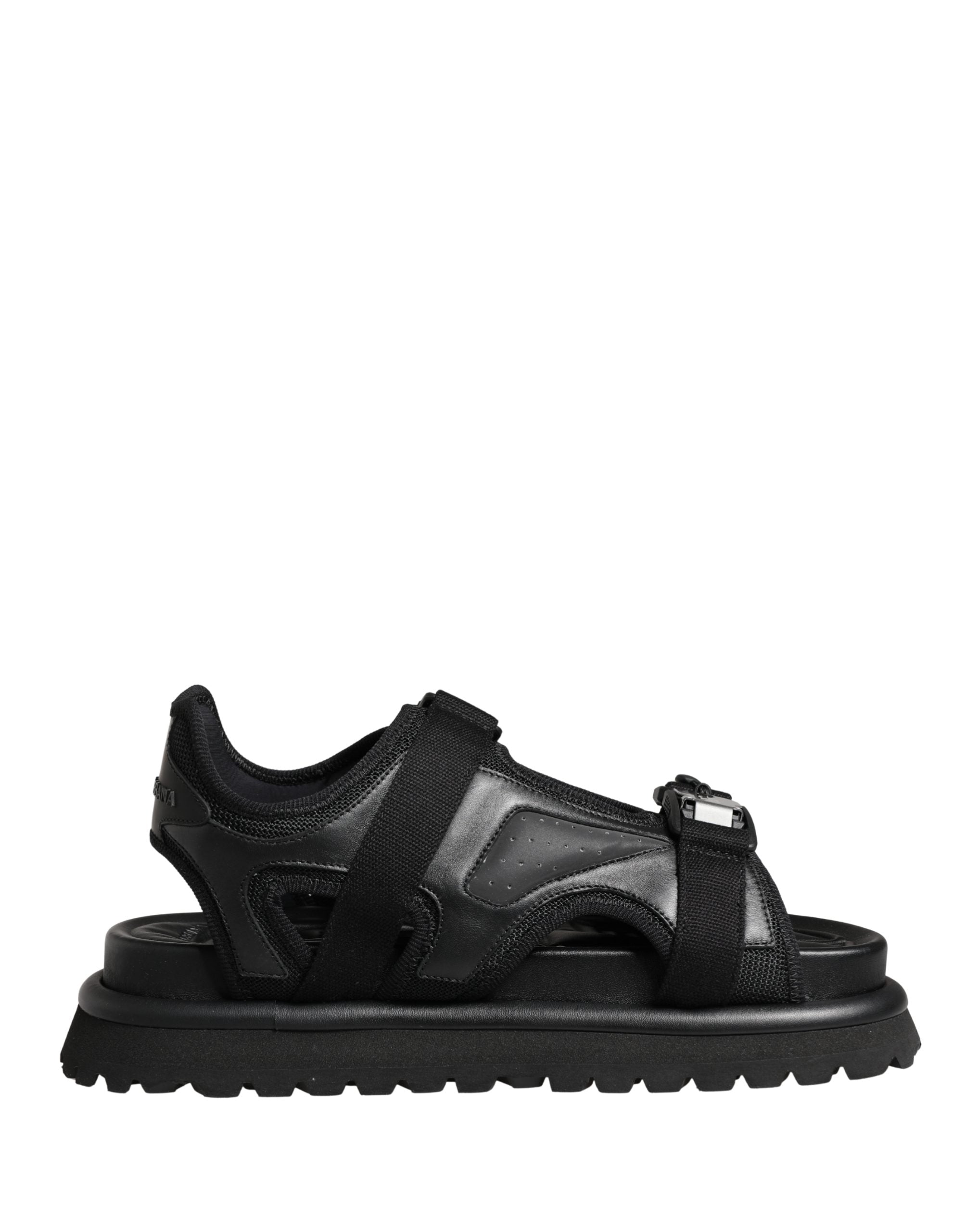 Dolce & Gabbana Black Chunky Sandals for Men with Logo Details-2