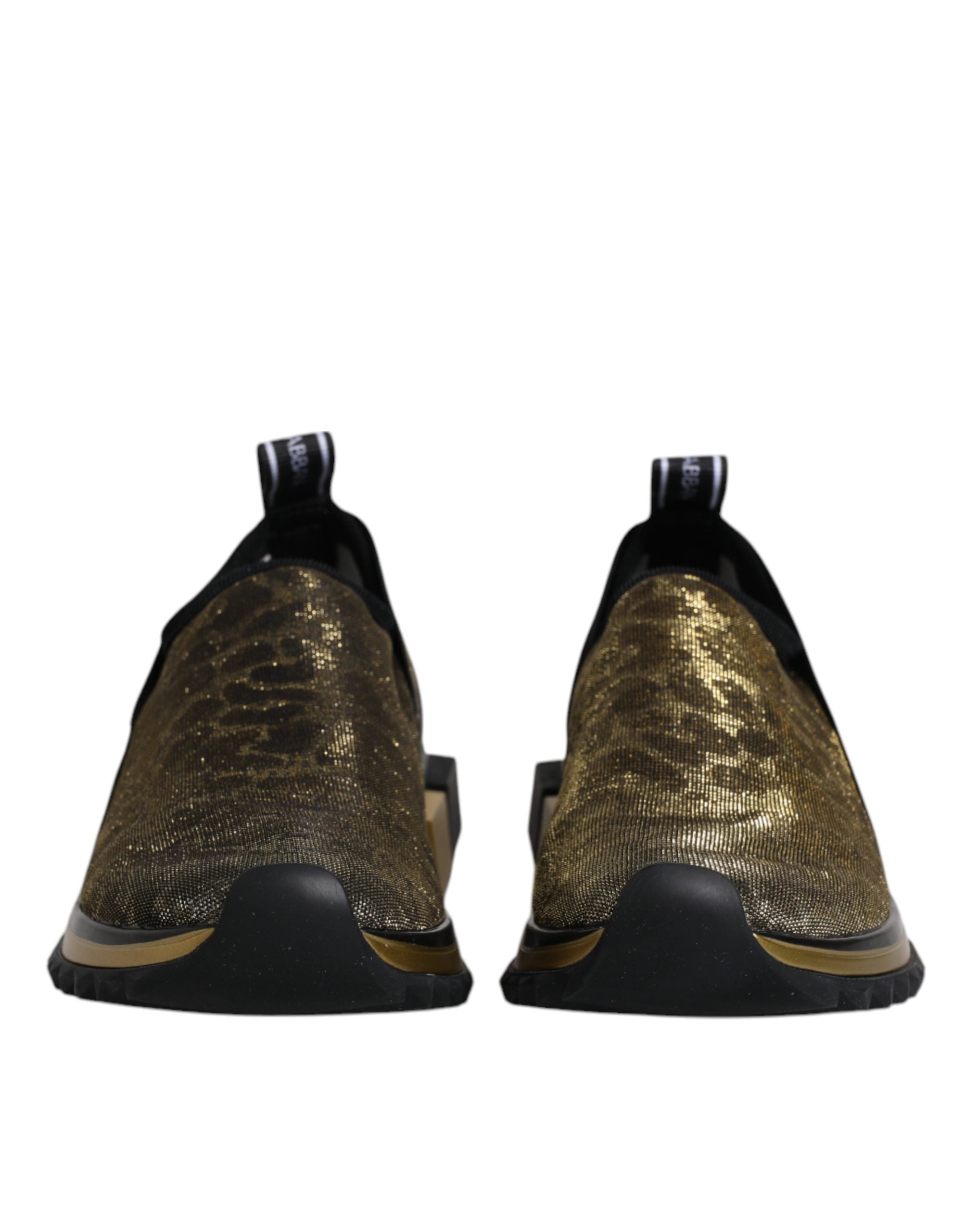 Dolce & Gabbana Goldfarbene Glitzer-Leopard-Sneaker "Sorrento"-3