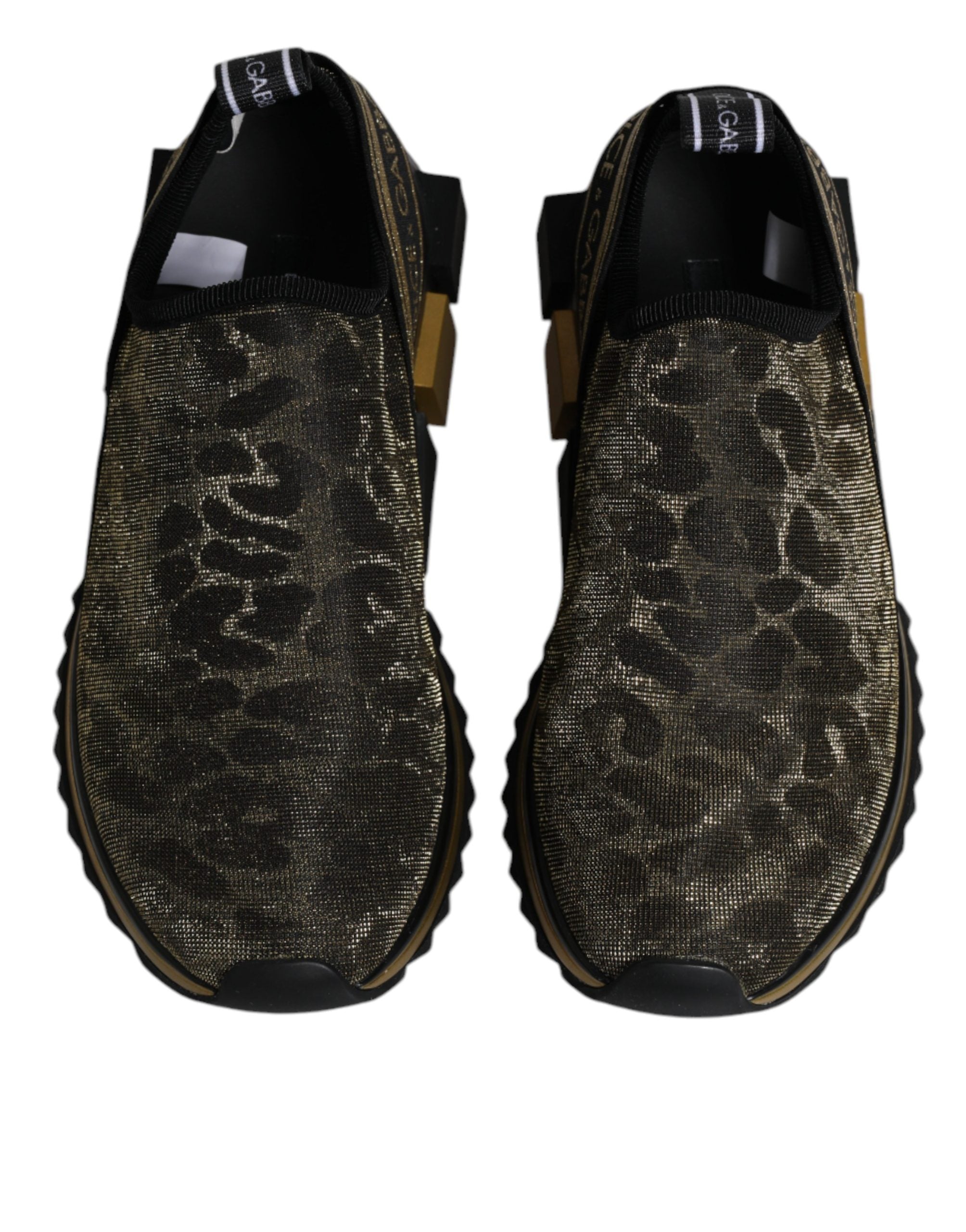 Dolce & Gabbana Goldfarbene Glitzer-Leopard-Sneaker "Sorrento"-4