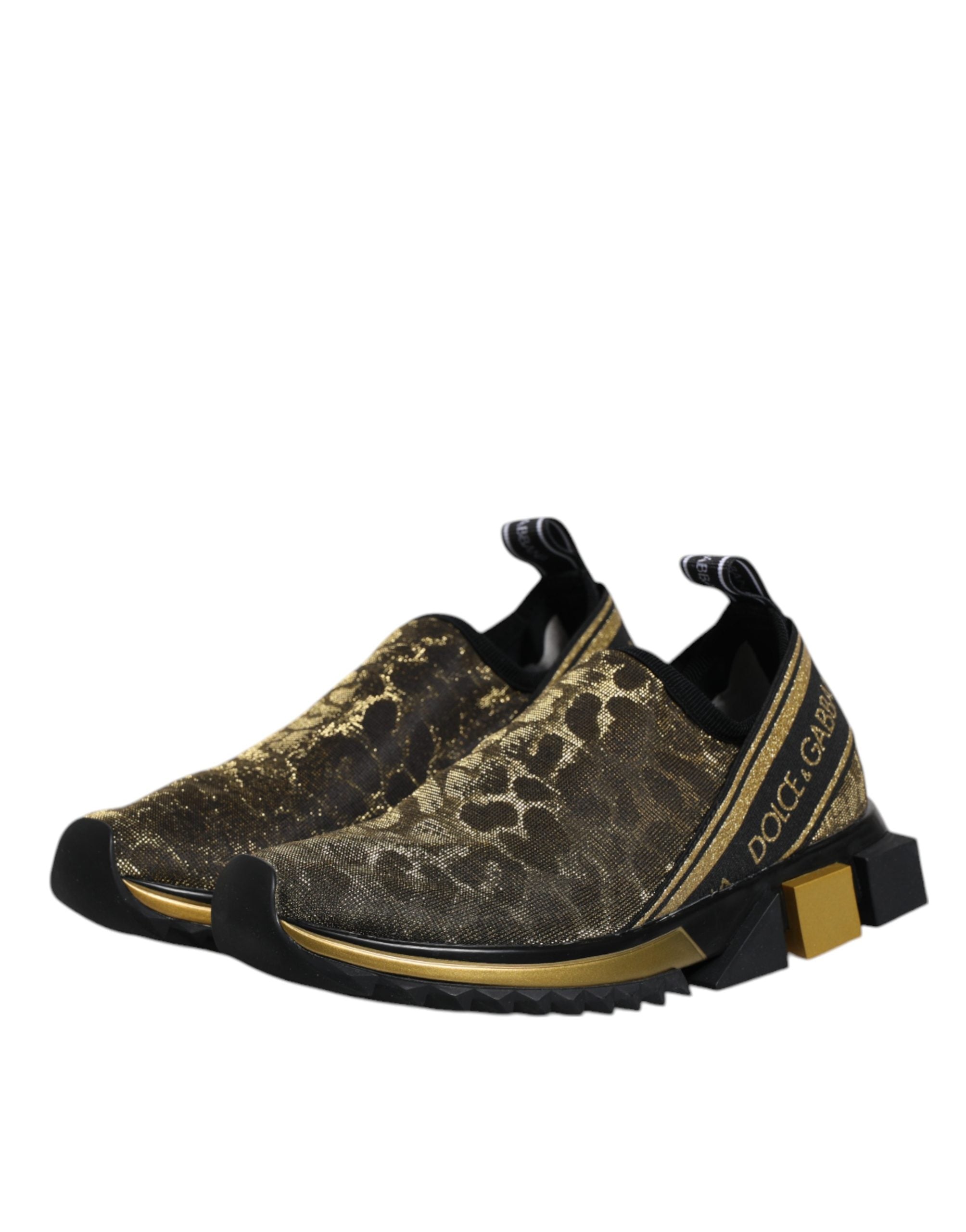 Dolce & Gabbana Goldfarbene Glitzer-Leopard-Sneaker "Sorrento"-5