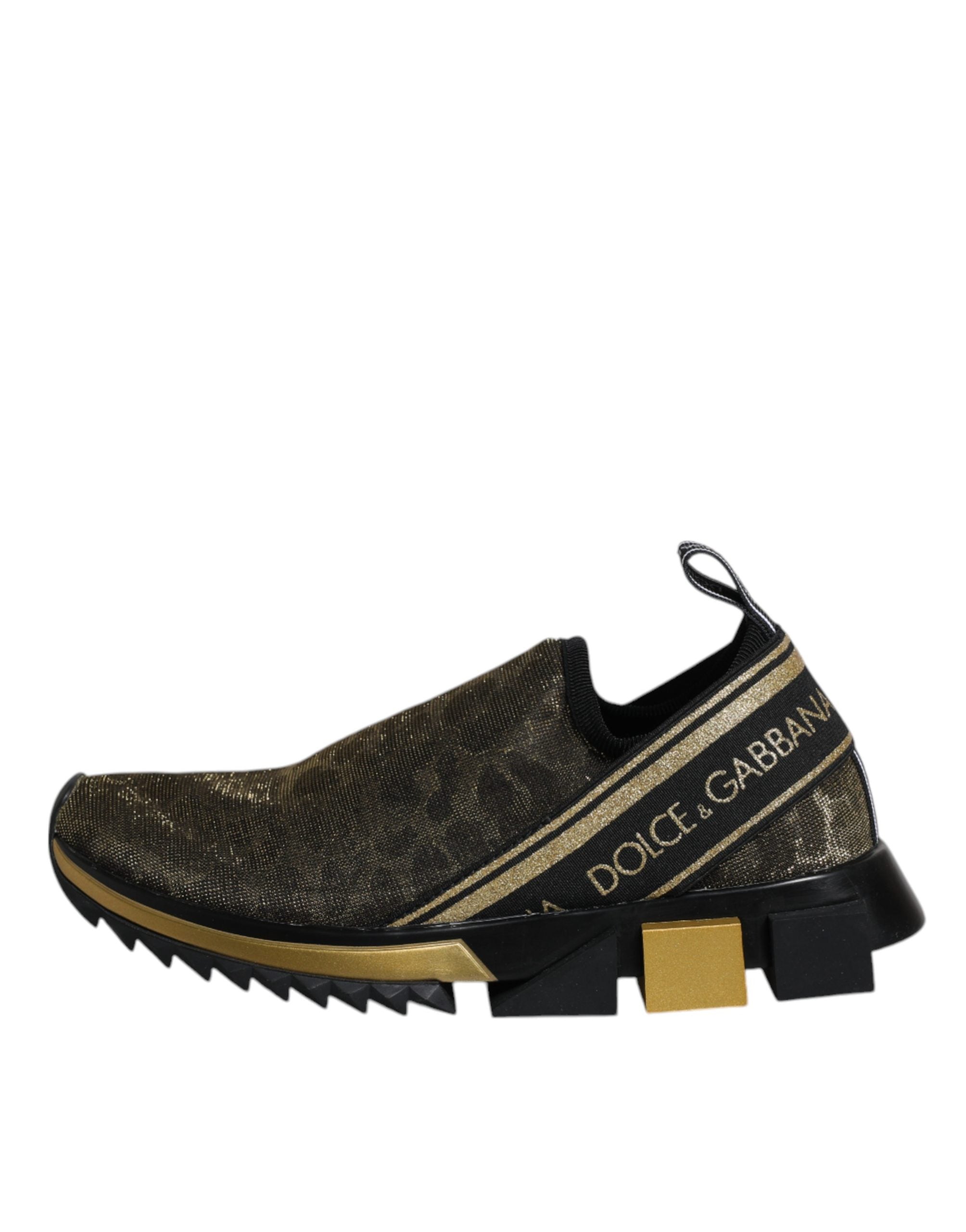 Dolce & Gabbana Goldfarbene Glitzer-Leopard-Sneaker "Sorrento"-7