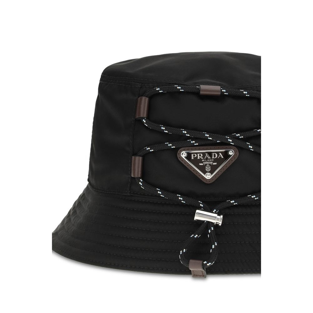 Prada Black Recycled Polyamide Bucket Hat-3